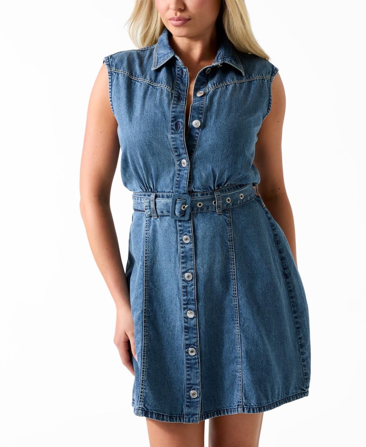guess denim shirt dress New Guess Denim Short Sleeve Shirt Dress Size