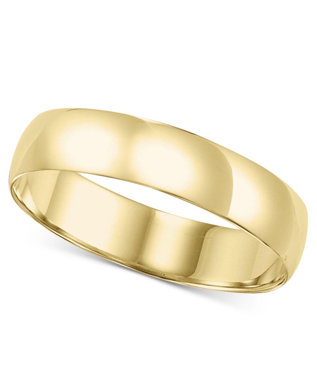 Macy's 14k Gold Ring, 5mm Comfort Fit Wedding Band in Metallic for Men