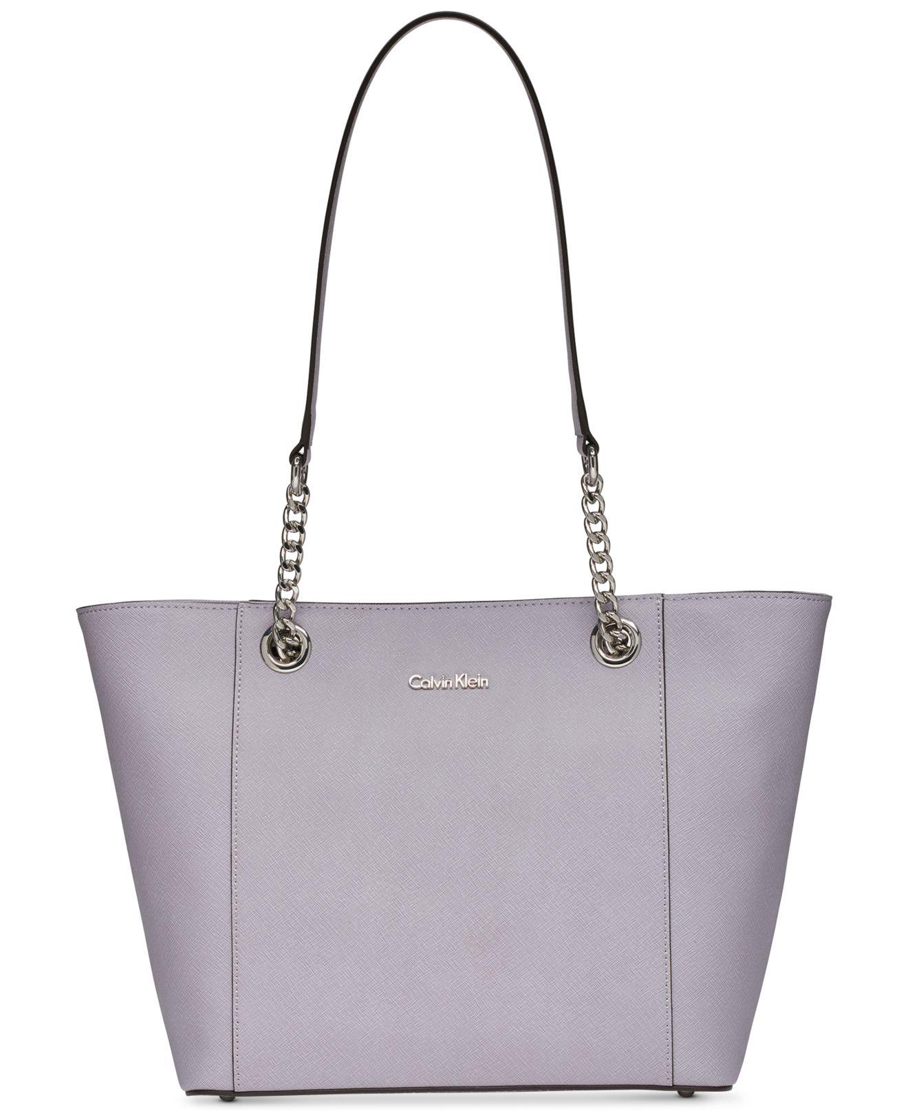 Calvin Klein Leather Hayden Large Tote in Dusty Lilac/Silver (Purple) - Lyst