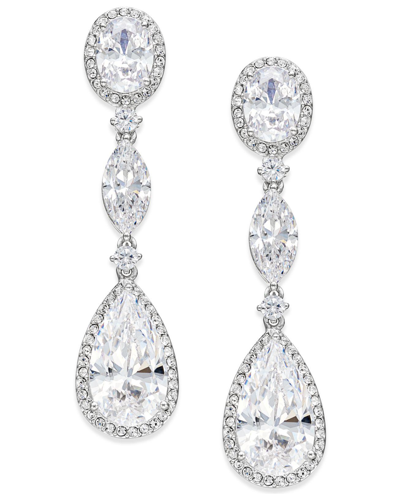Lyst Danori Silver Tone Oval Crystal Drop Earrings In Metallic Danori Women S Metallic Silver Tone Oval Crystal Drop Earrings