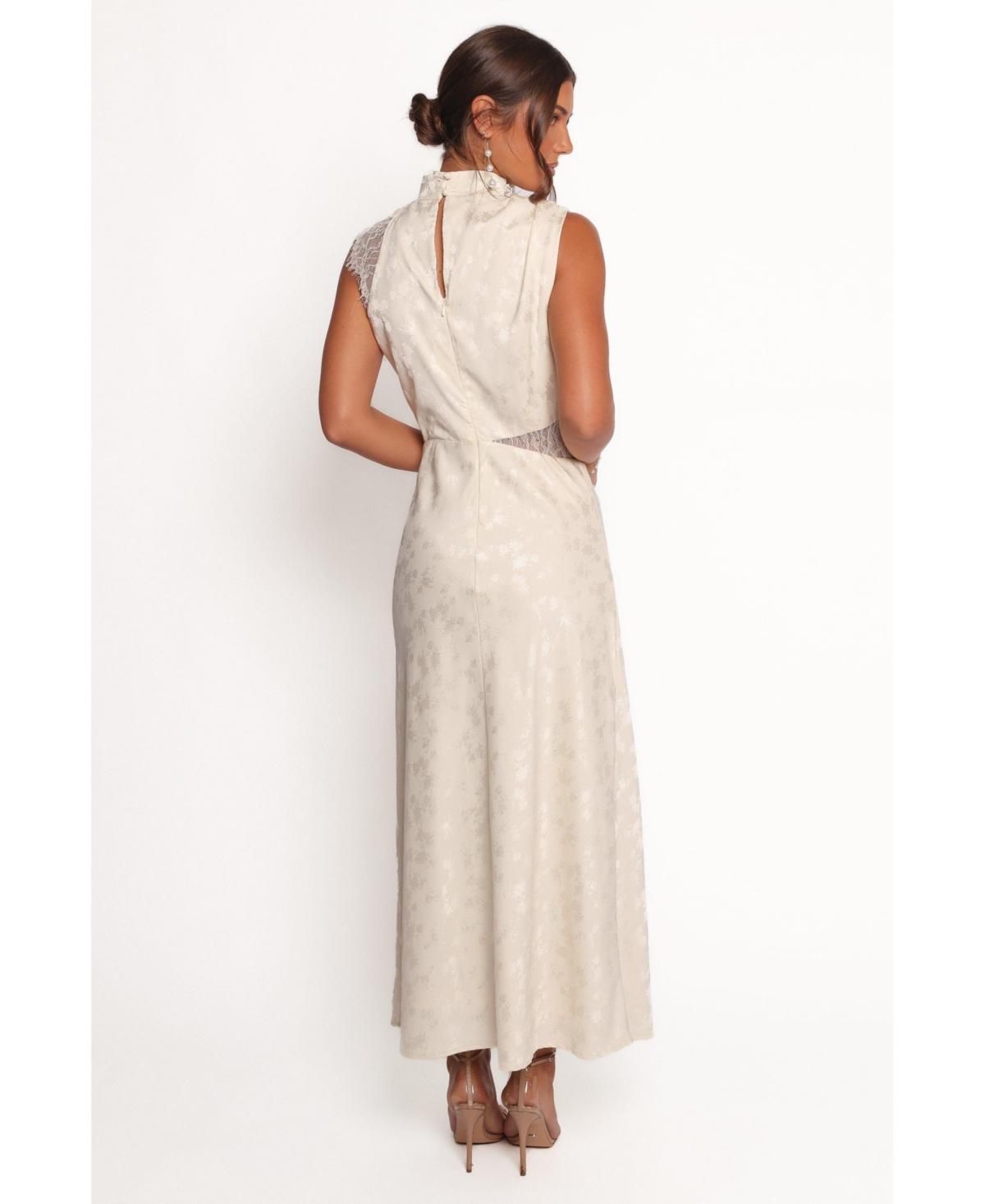 Petal & Pup Anabelle Halter Neck Lace Maxi Dress in Natural | Lyst
