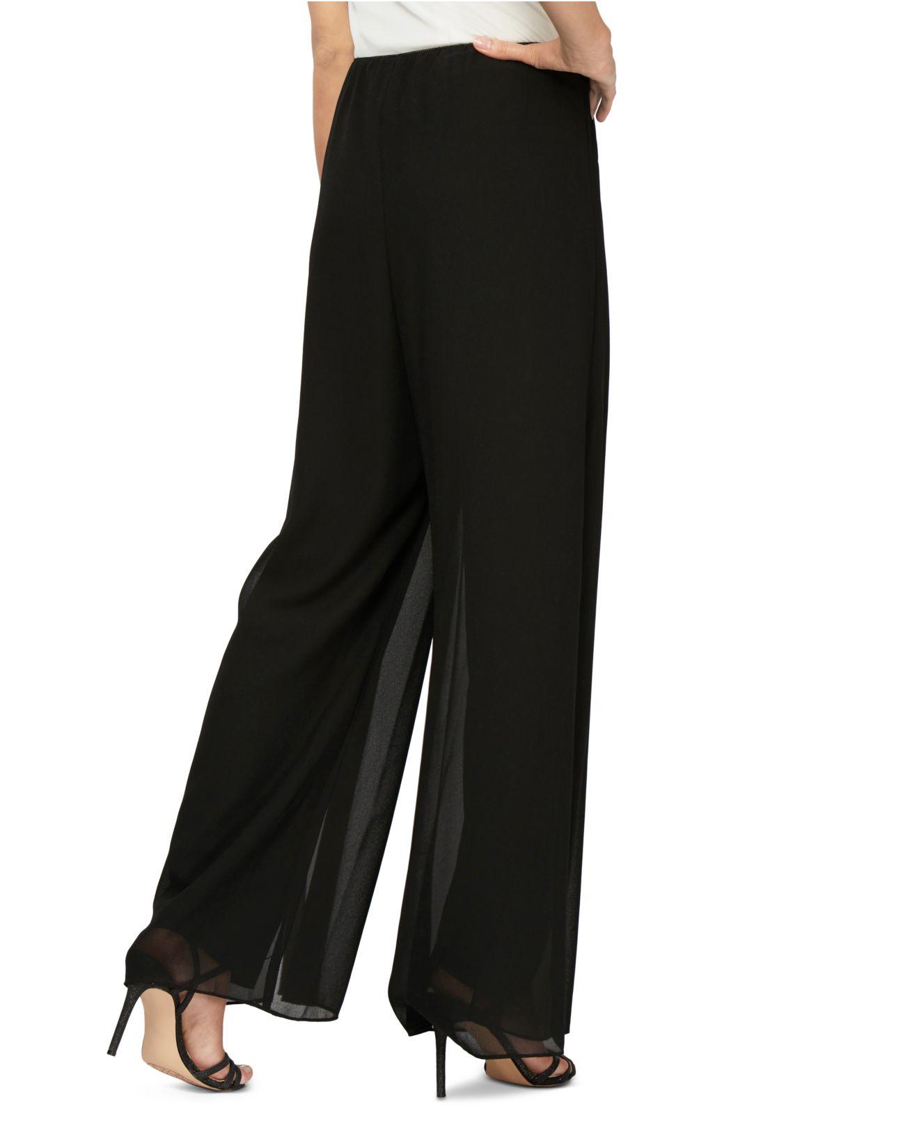 Alex Evenings Synthetic Petite Straight-leg Overlay Pants in Black - Lyst