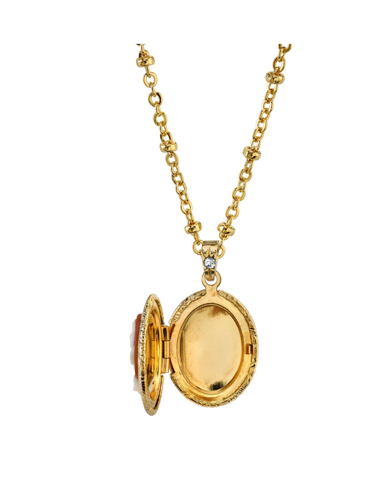 Lyst 2028 Goldtone Oval Cameo Locket Necklace 16" Adjustable in Metallic