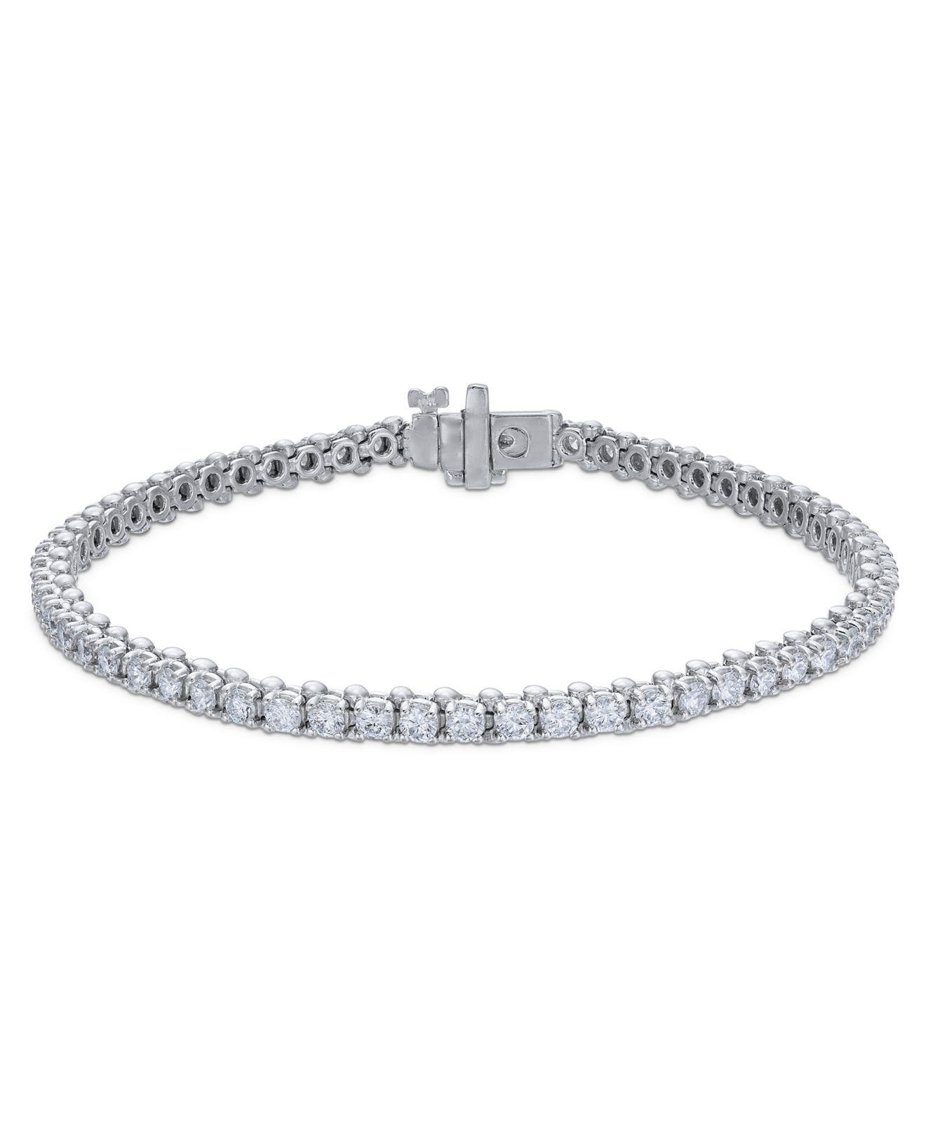 Macy's Certified Diamond Tennis Bracelet (3 Ct. T.w.) In 14k White Gold in Metallic Lyst