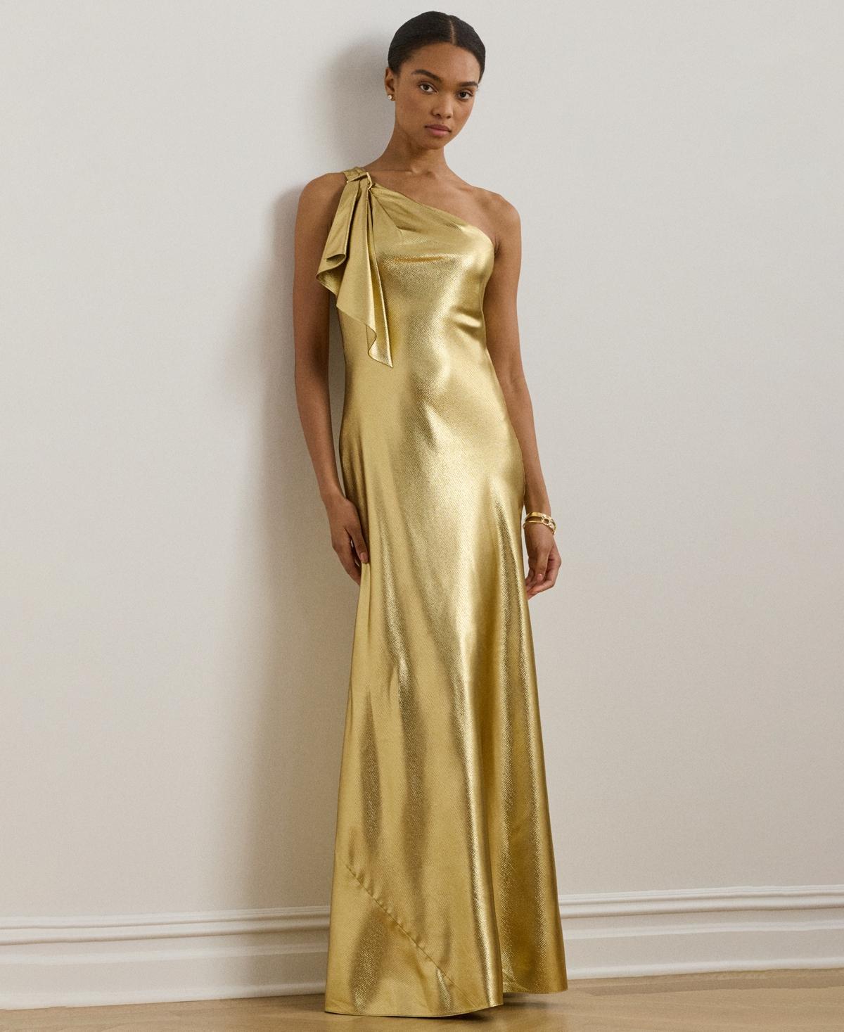 Lauren Ralph Lauren ★【ミディドレス】Taffeta One Shoulder Lauren Ralph Lauren Women's One-Shoulder Metallic Sheath
