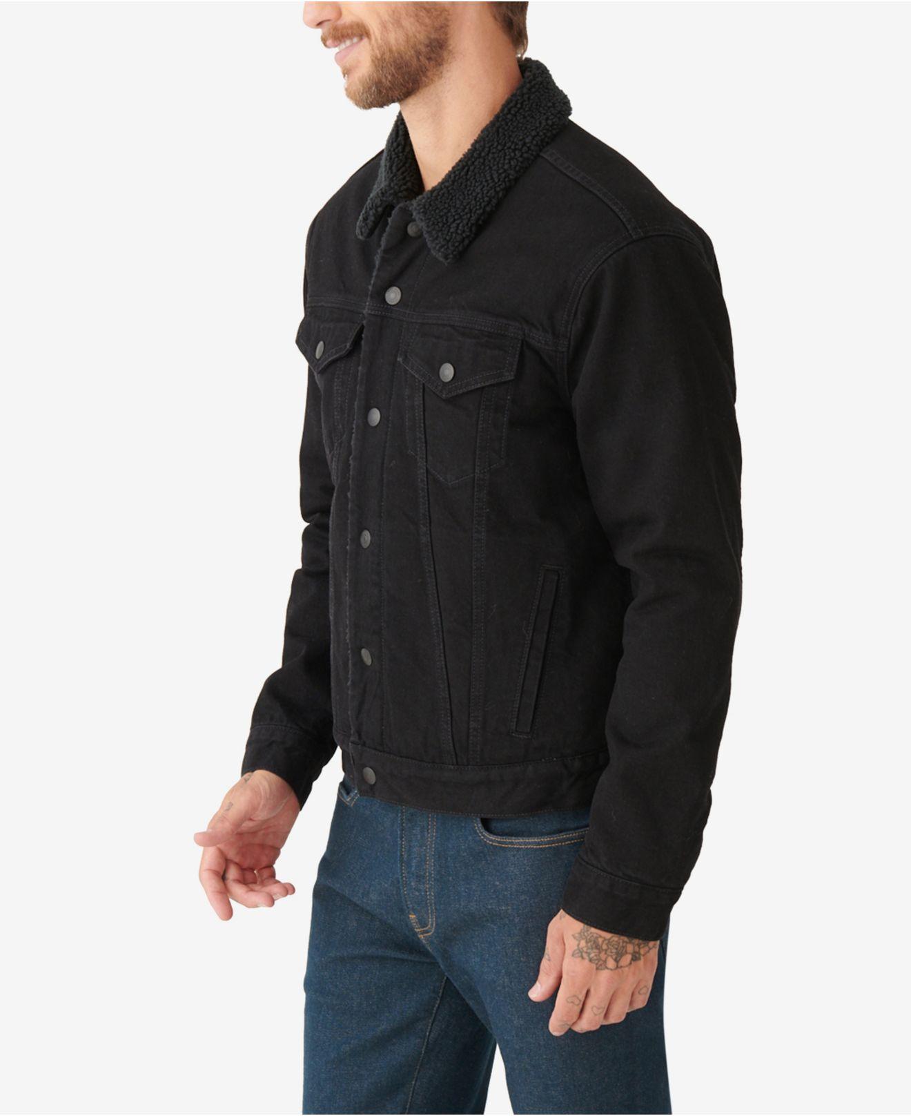 Download Lucky Brand Denim Sherpa Trucker Jacket in Black for Men ...