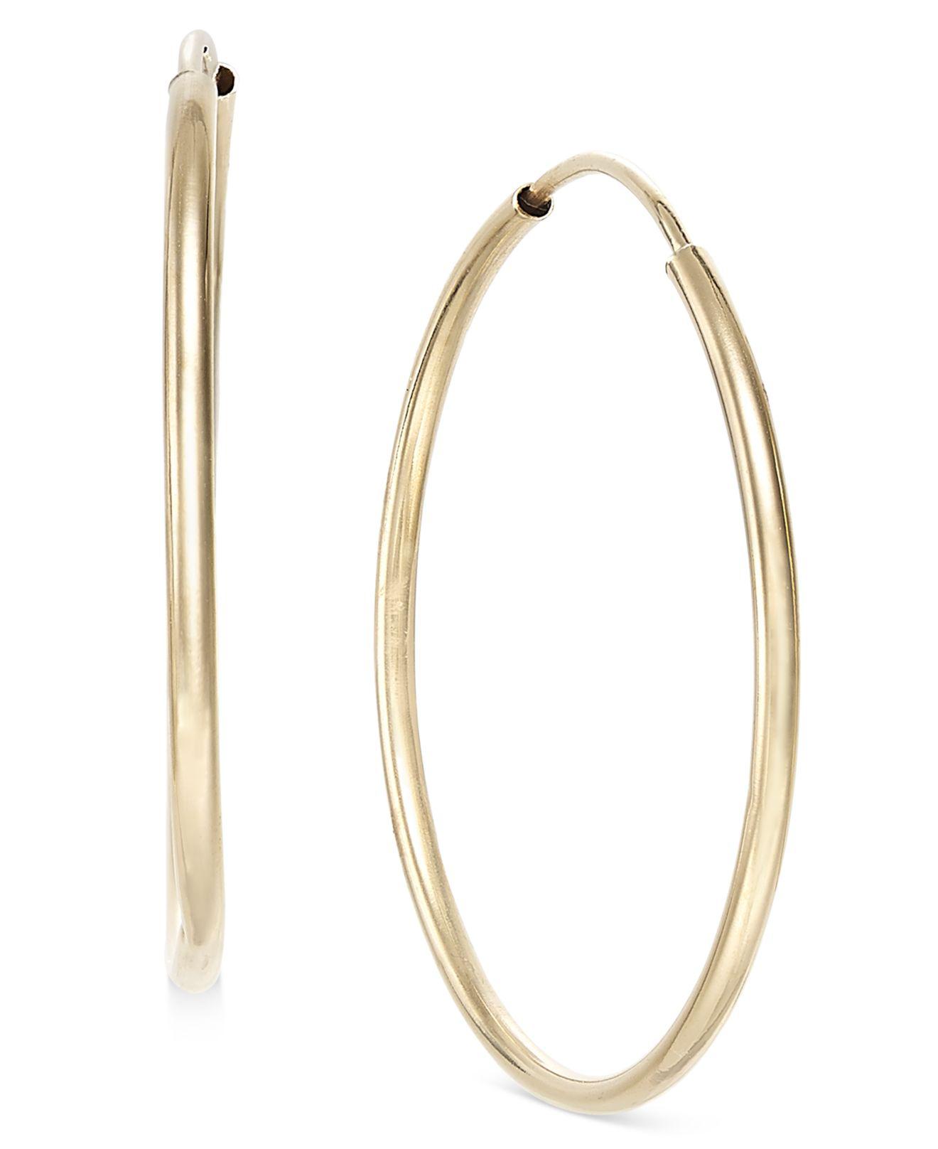 Macy's Polished Endless Hoop Earrings In 10k Gold in Yellow Gold ...