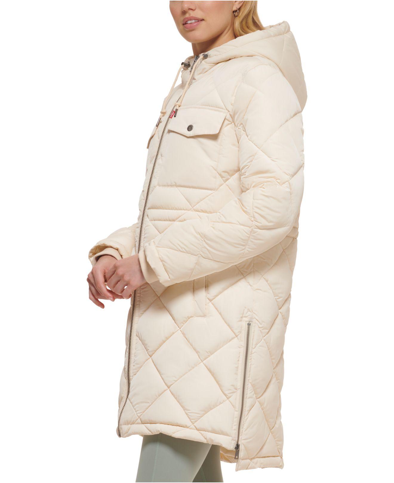 Levi's Hooded Anorak Puffer Coat in Natural | Lyst