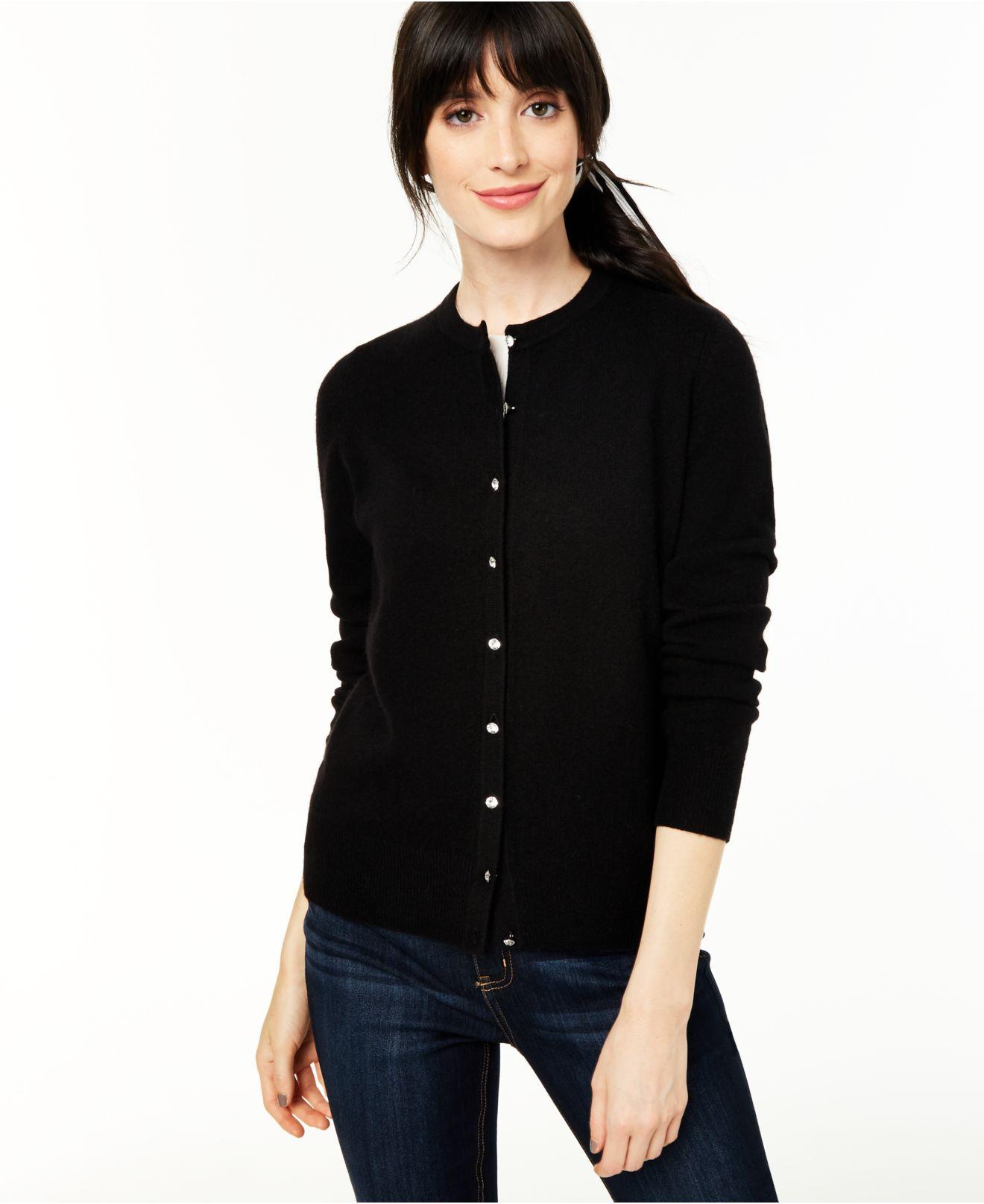 Charter Club Cashmere Crystal-button Cardigan, Regular & Petite Sizes,  Created For Macy's in Black | Lyst