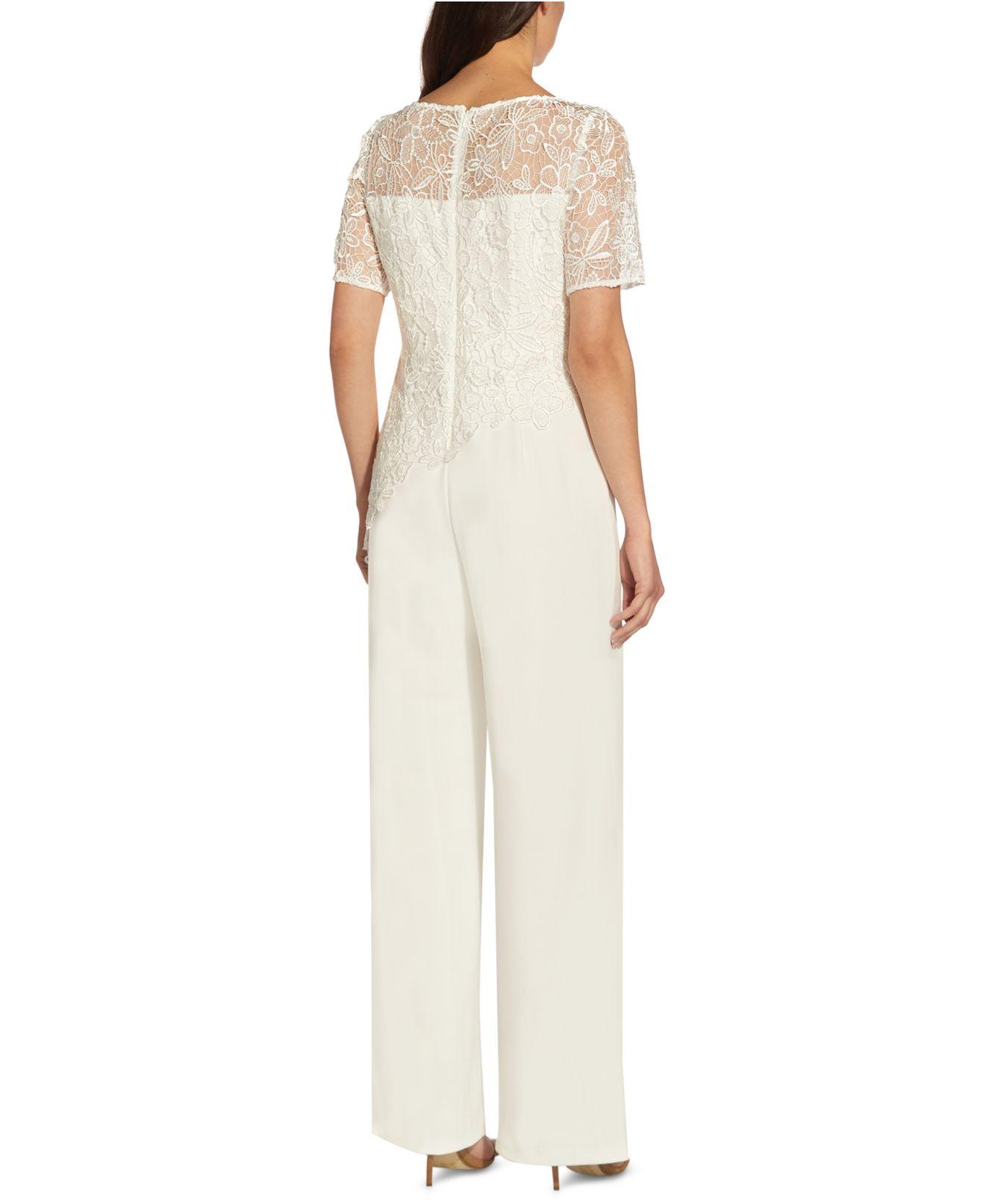 Adrianna Papell Lace-top Jumpsuit in White | Lyst