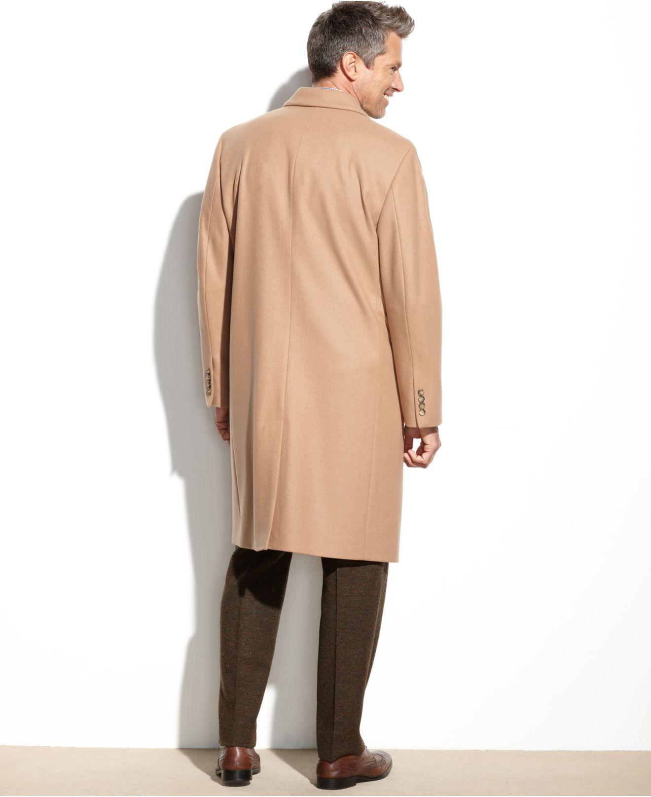 London Fog Big And Tall Signature Wool-blend Overcoat in Camel 
