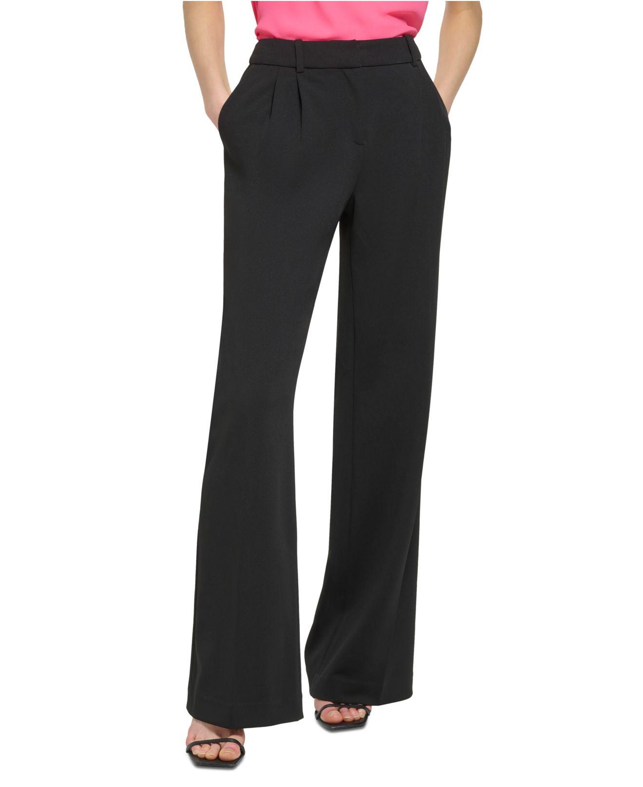 Calvin Klein Pleated Scuba Crepe Wide-leg Pants in Black | Lyst Calvin Klein Pleated Scuba Crepe Wide-leg Pants in Black | Lyst