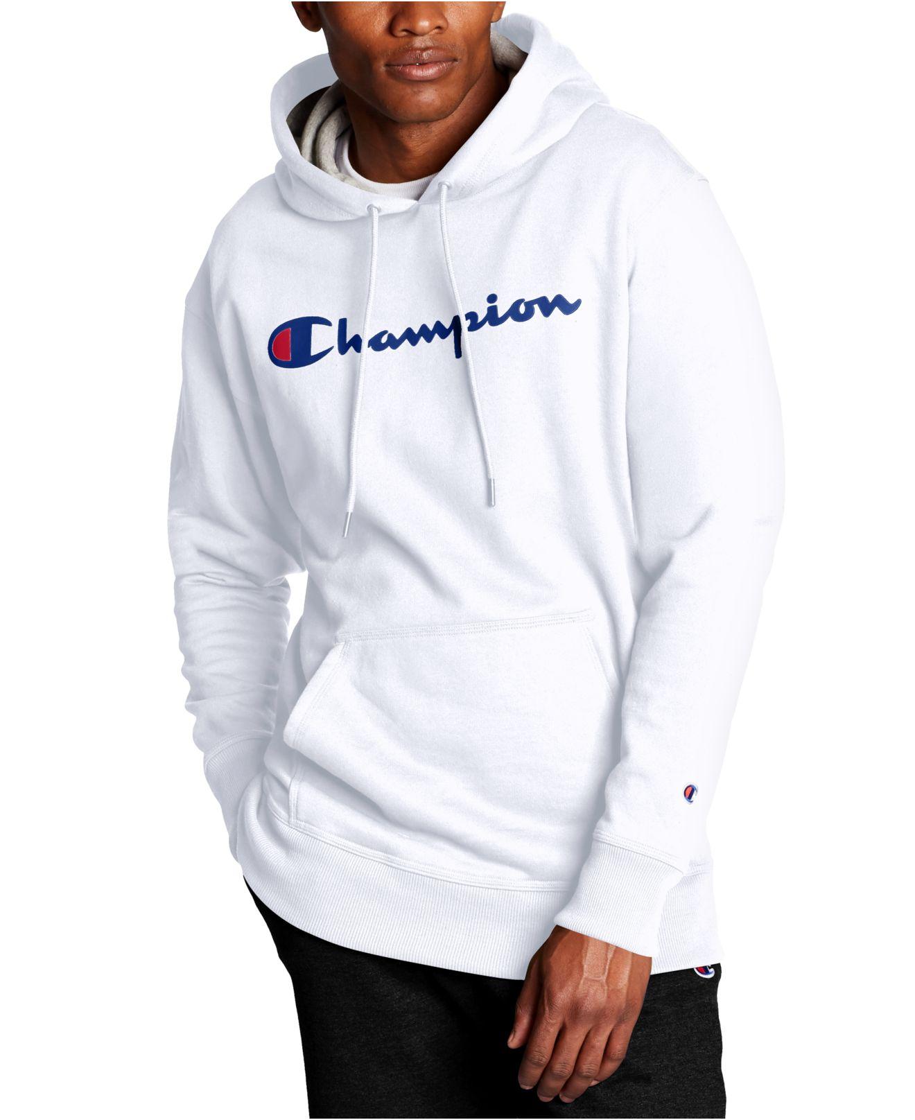 Champion Men Track Hoodie Sweatshirt Embroidered Script Logo 2 Tone Kanga Pocket 
