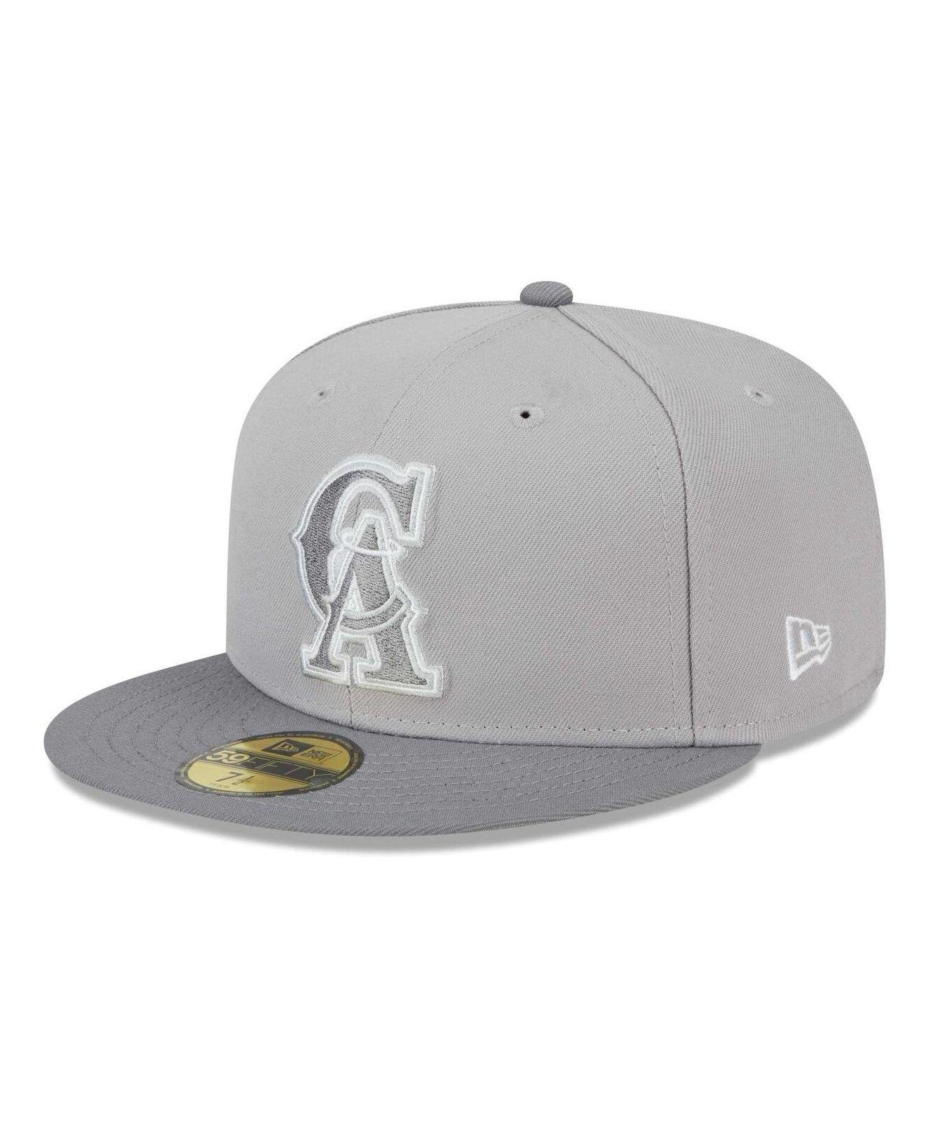 KTZ Gray California Angels Cooperstown Collection Green Undervisor 59fifty  Fitted Hat for Men