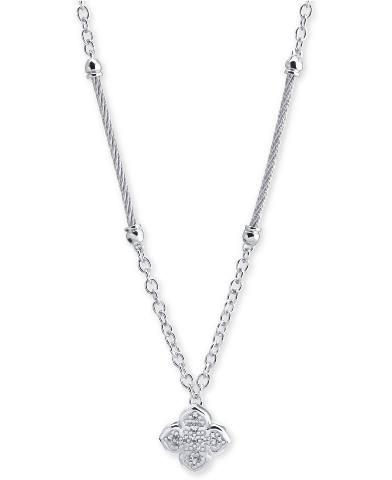 Charriol Le Fleur Silver Necklace With White Topaz, Stainless Steel ...