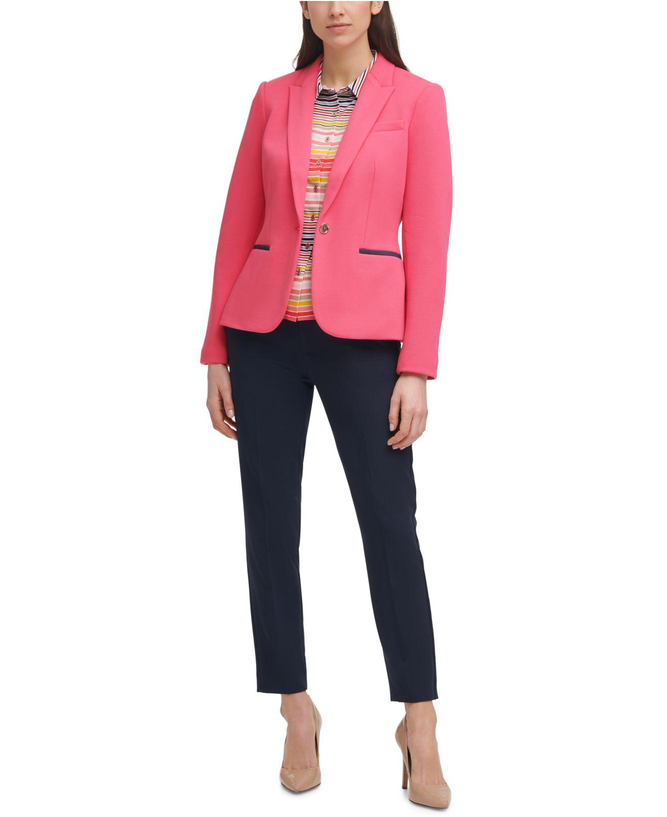 Tommy Hilfiger Synthetic Elbow-patch Blazer in Pink | Lyst