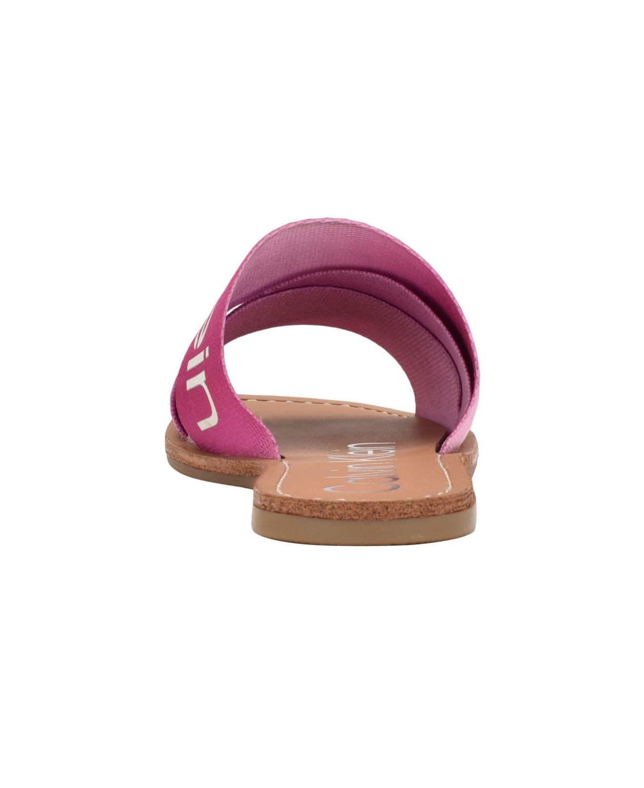 Calvin Klein Bainy Logo Flat Sandals in Pink | Lyst