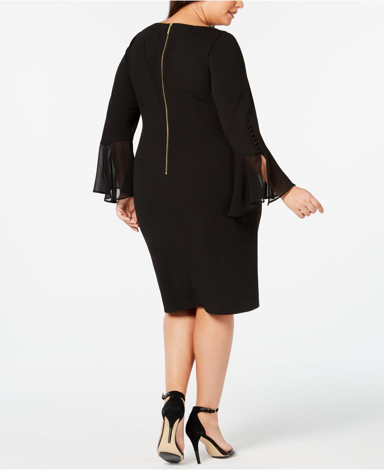 macy's calvin klein bell sleeve dress
