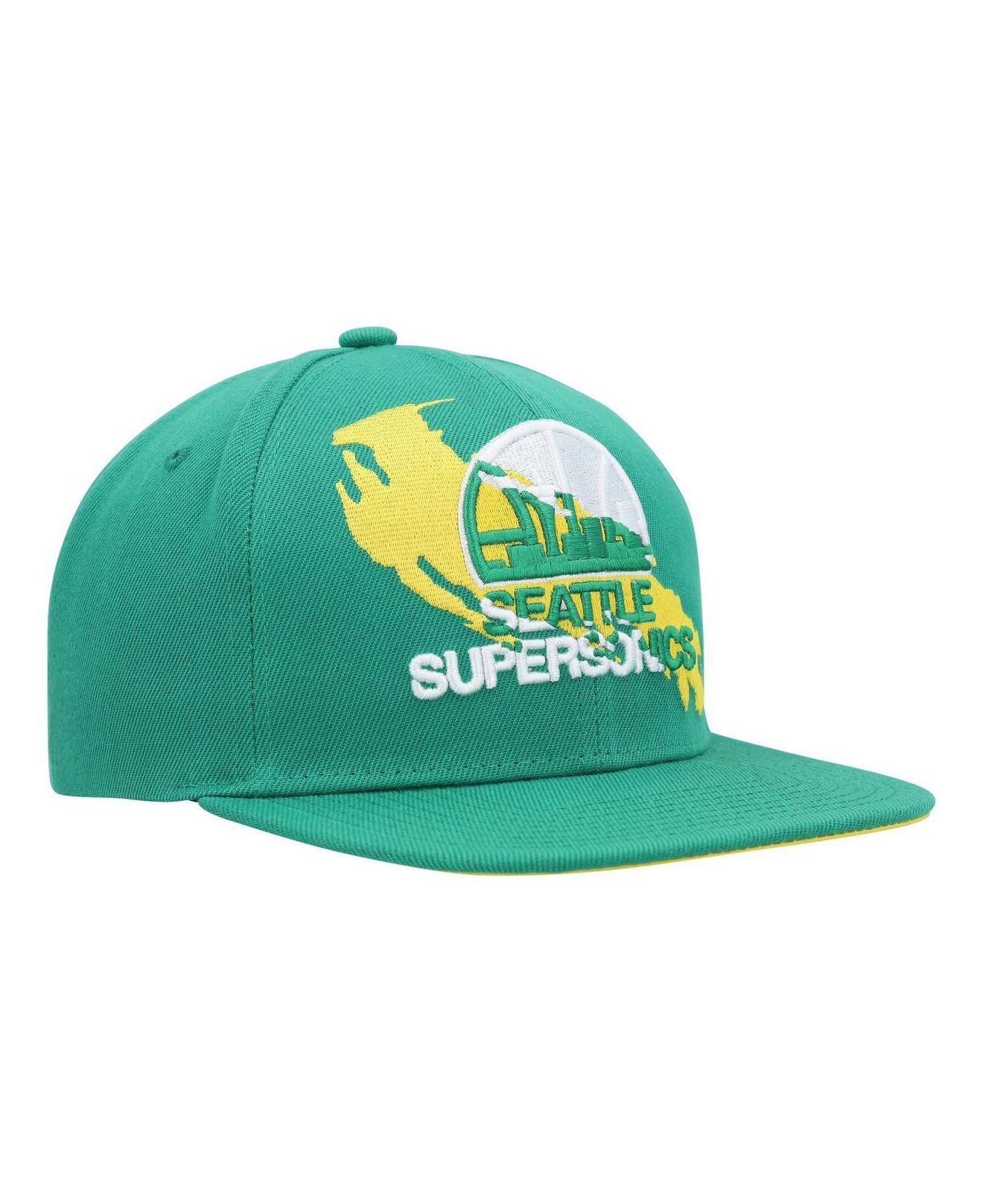 Mitchell & Ness Hardwood Classics Seattle Supersonics Green Yellow Snap  Back Hat