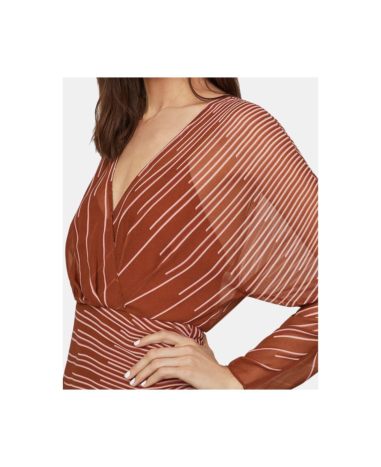 sunburst fan faux wrap dress