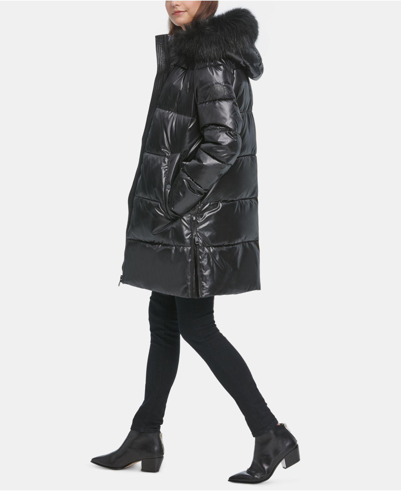 black shine puffer coat