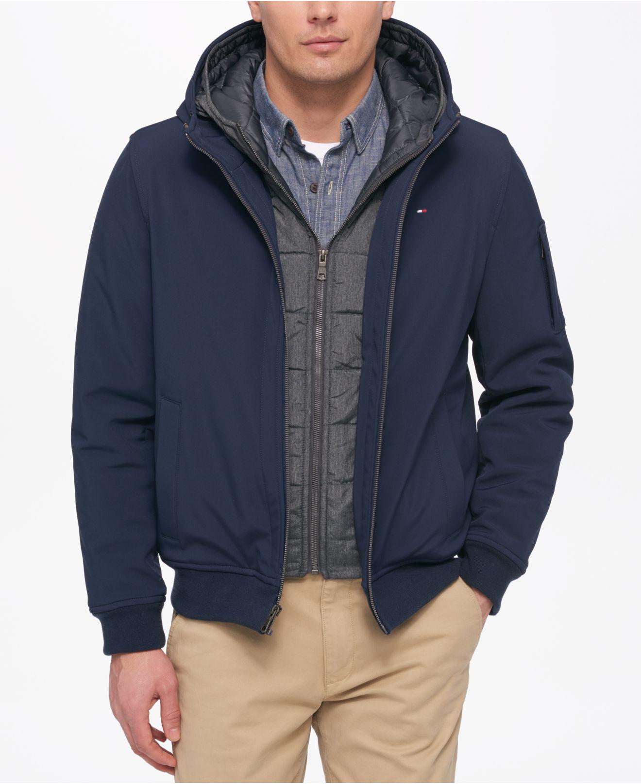 Tommy Hilfiger Synthetic Soft-shell Hooded Bomber Jacket With Bib in