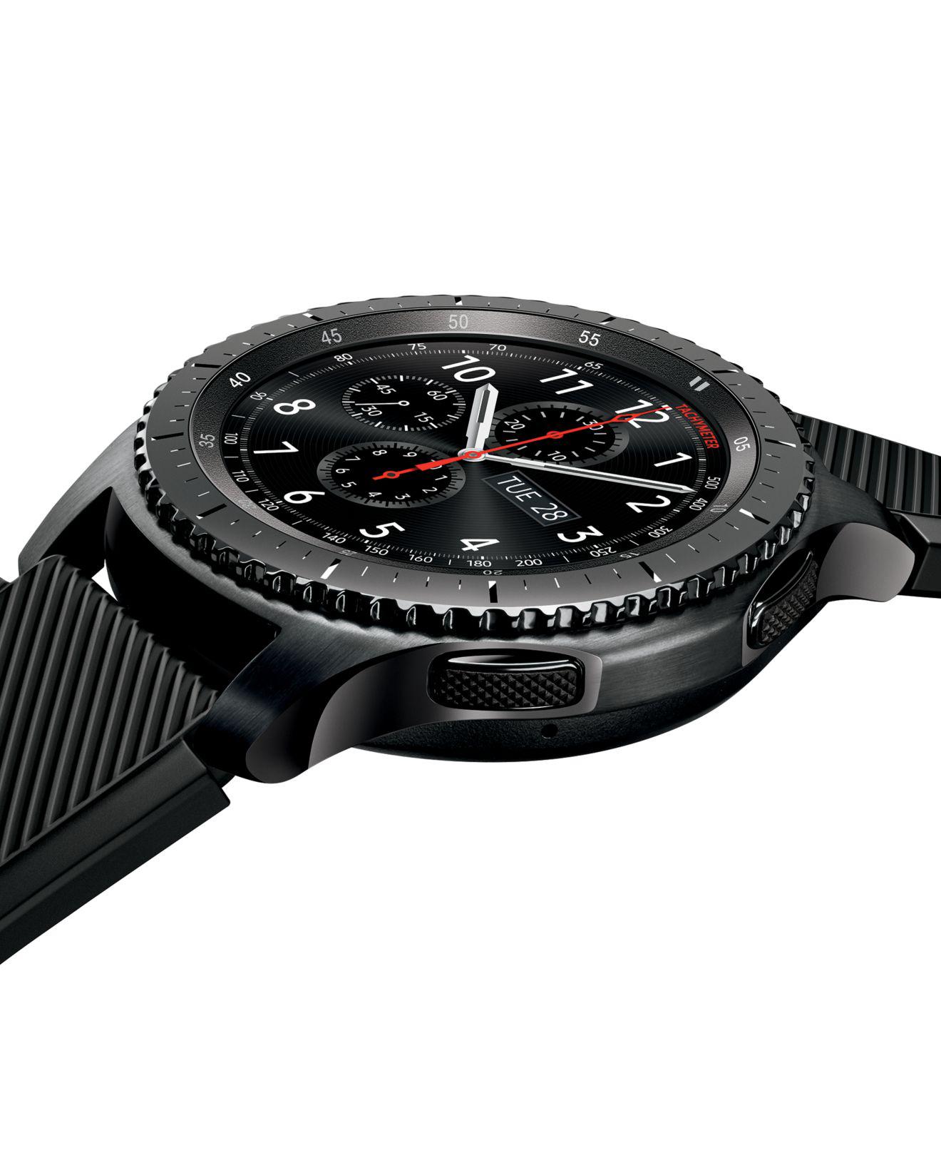 Samsung Men's Gear S3 Frontier Chronograph Smart Watch With 46mm Silicone Case & Black Sport