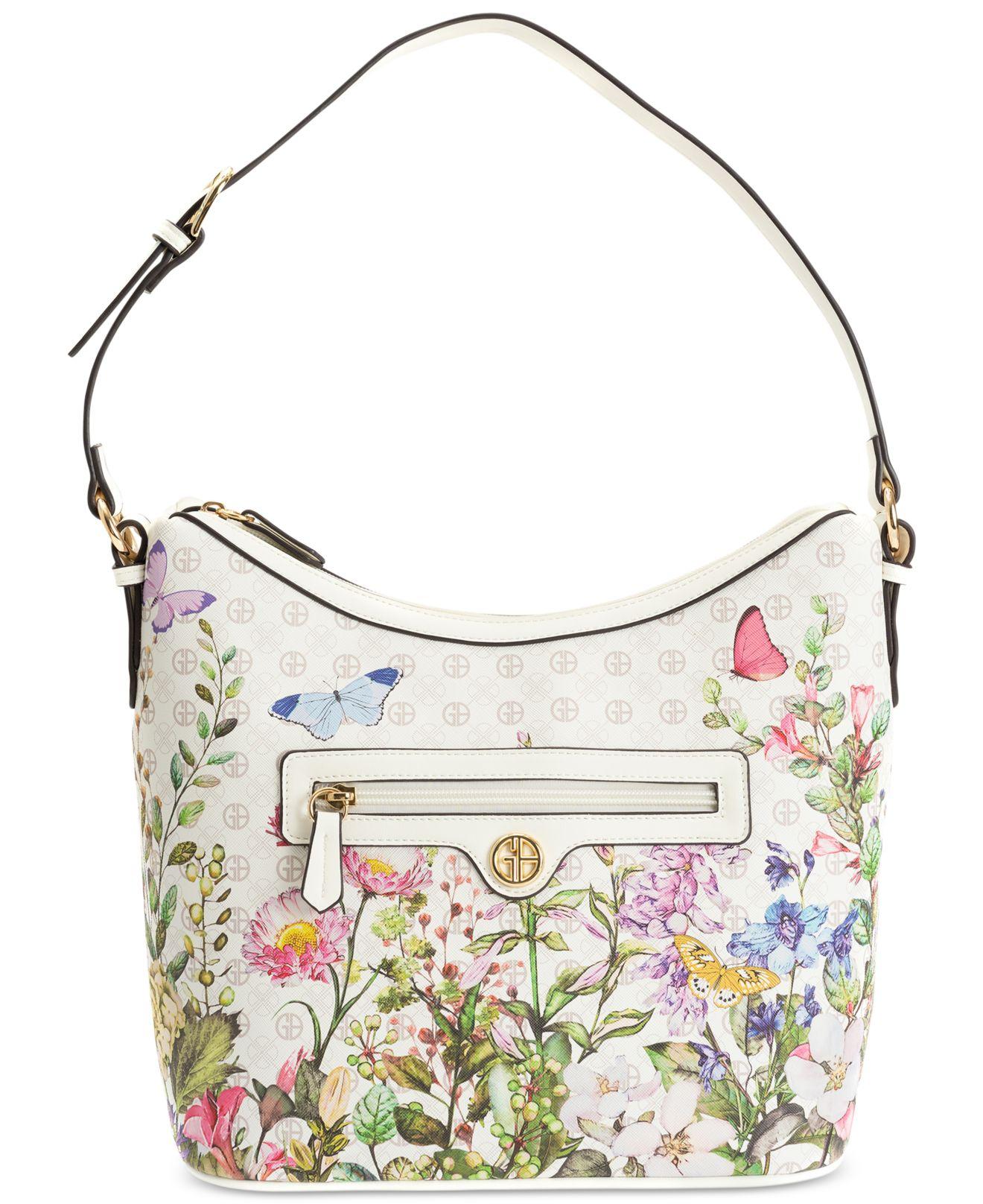 Giani Bernini Signature Floral Print Small Zip-top Hobo Bag in Pink