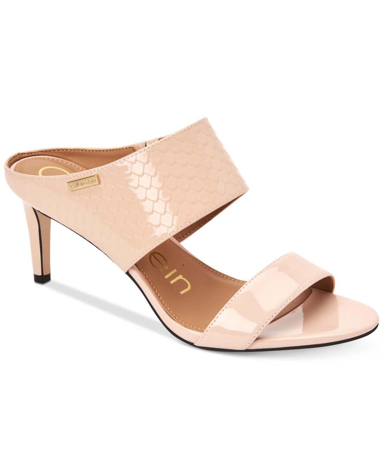 Calvin Klein Cecily Slip On Heeled Dress Sandals in Natural | Lyst Canada