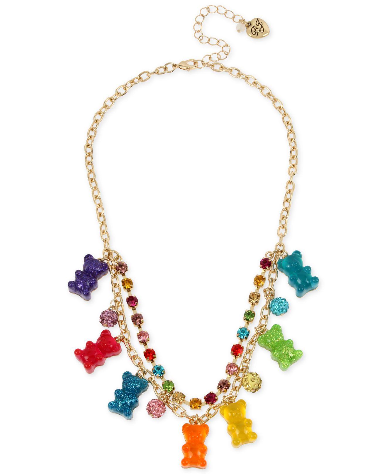 Betsey Johnson Gold-tone Crystal, Fireball & Gummy Bear Statement Necklace,  16" + 3" Extender | Lyst