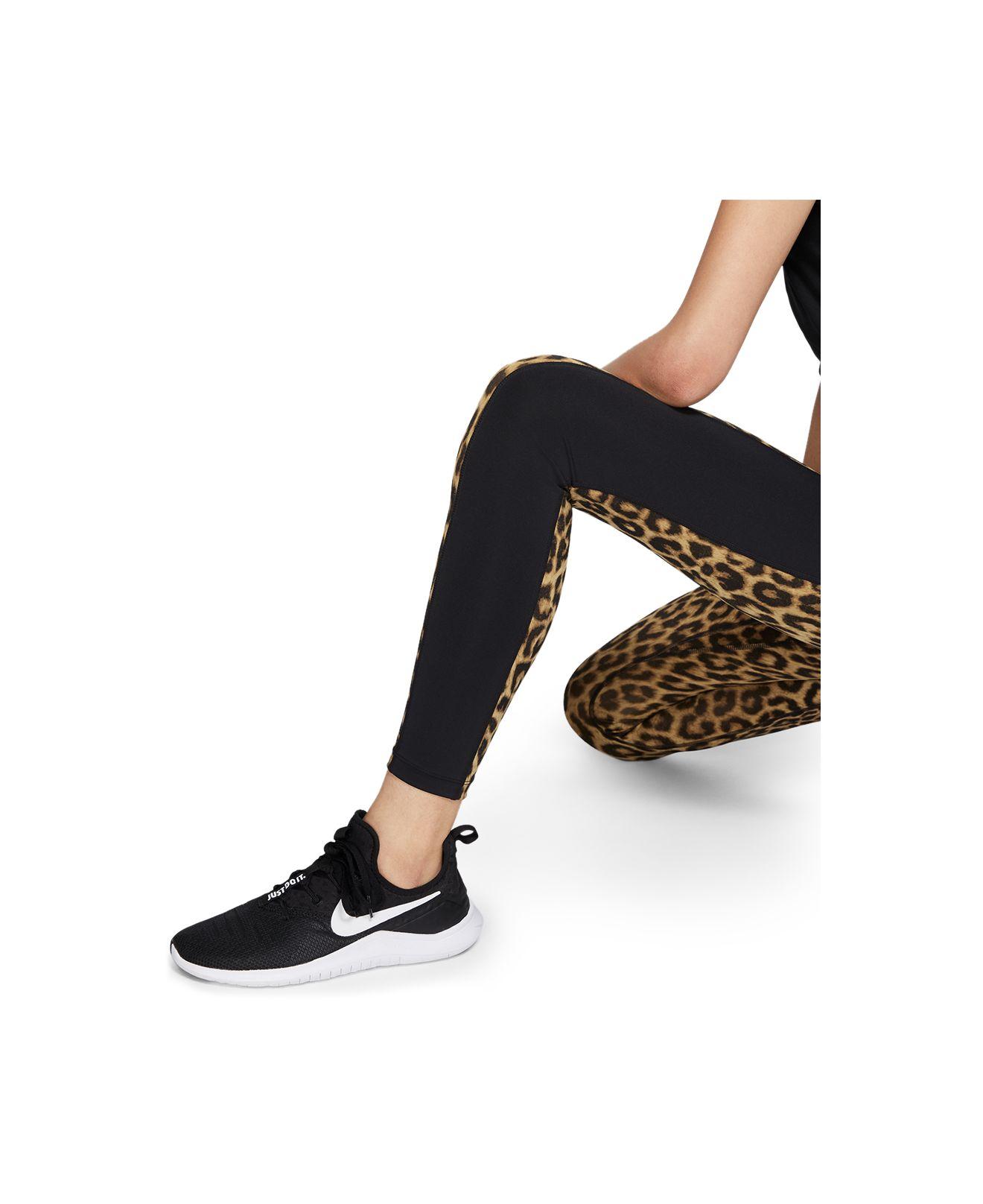 Nike Synthetic One Leopard Print Leggings in Black - Lyst
