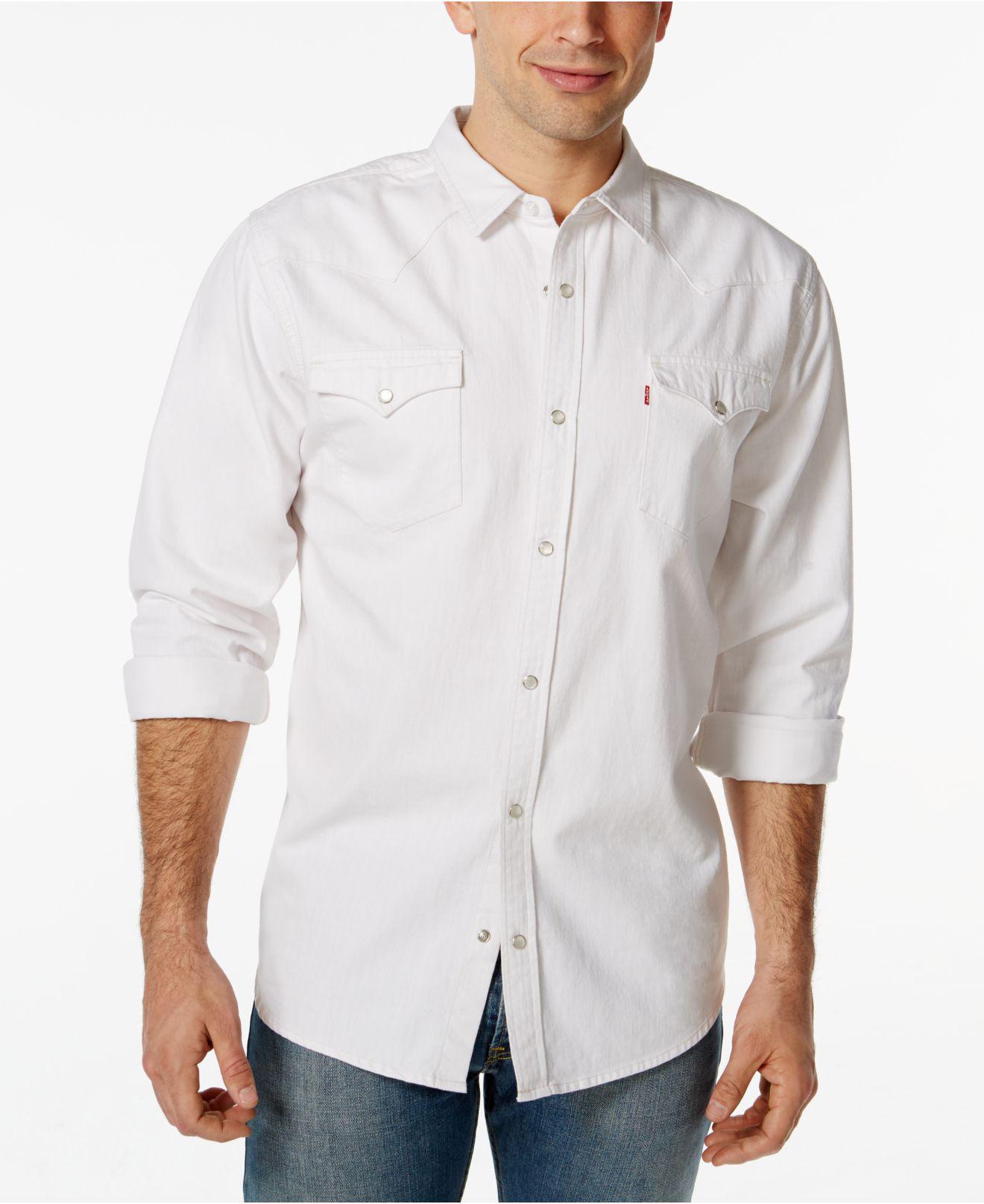 Levi's Barstow Western Long-sleeve Denim Shirt in White for Men | Lyst