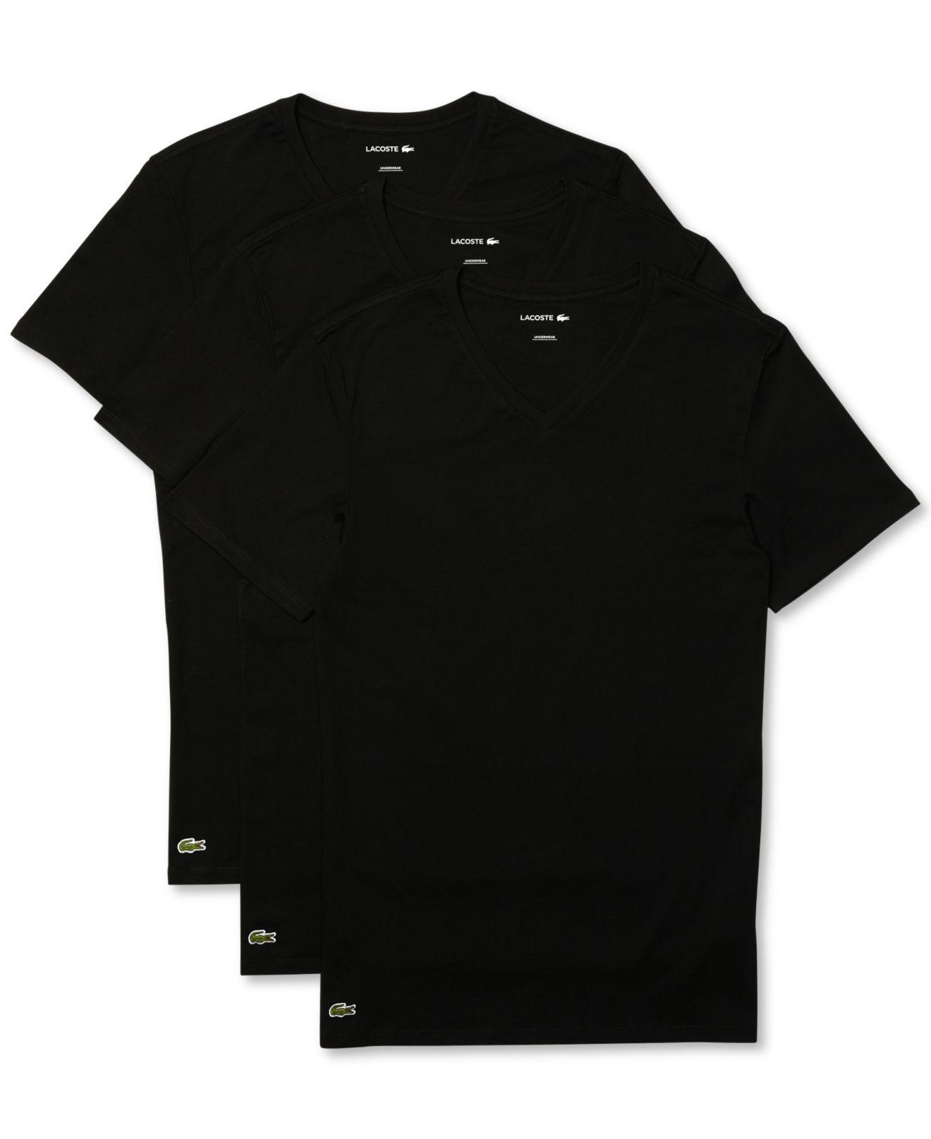 Lacoste Essential 3pk. Cotton Vneck Undershirts in Black for Men Lyst
