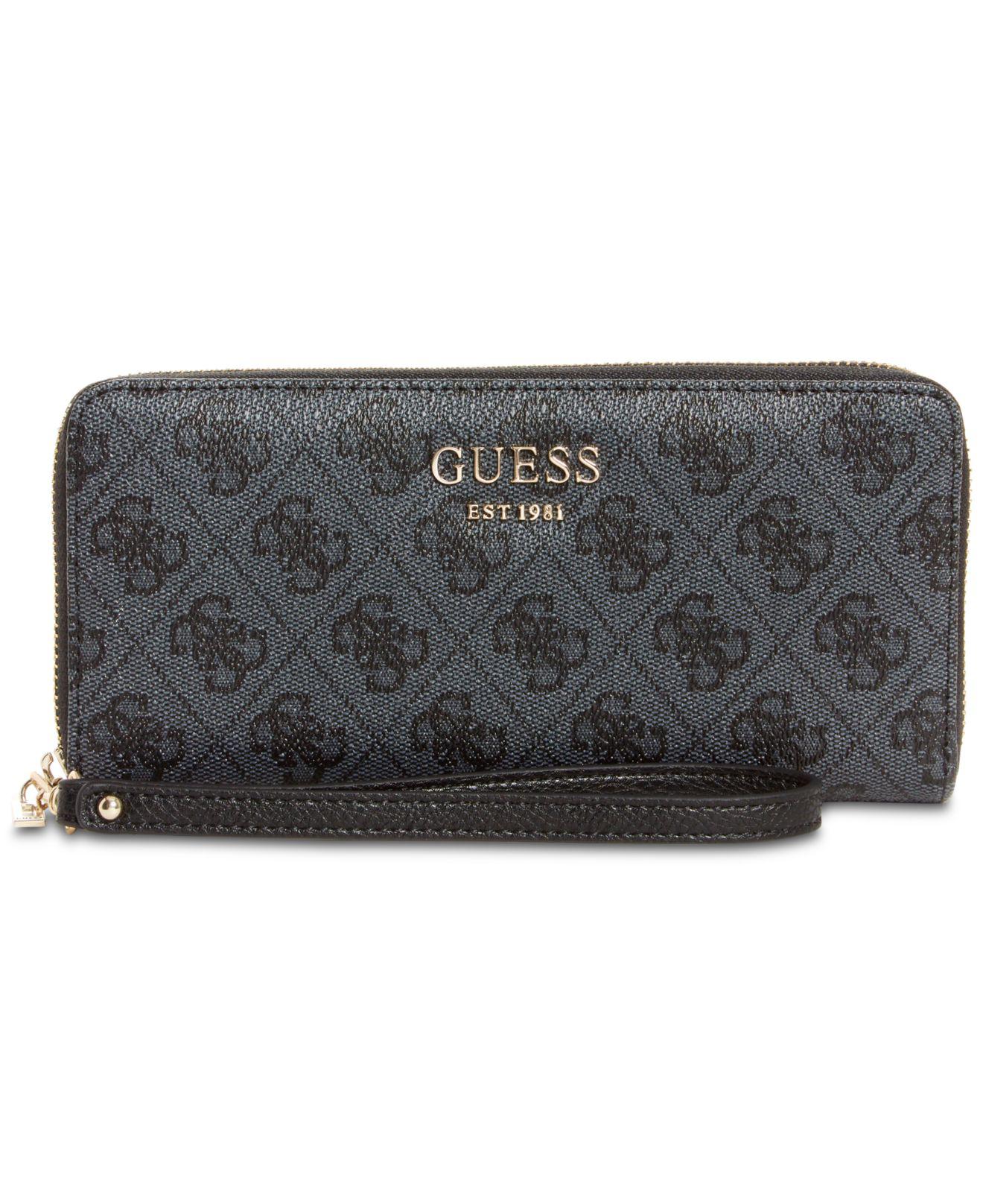 Guess Vikky Signature Large Zip Around Wallet - Lyst