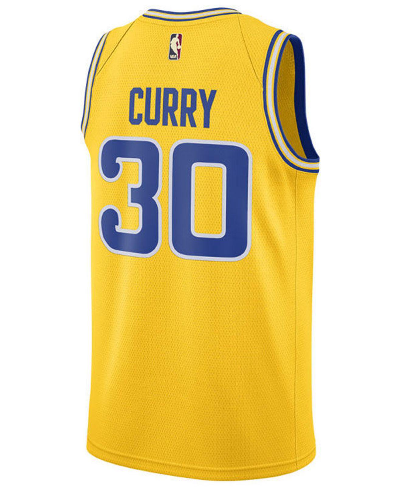 Nike Stephen Curry Golden State Warriors Hardwood Classic Swingman Jersey  in Yellow for Men