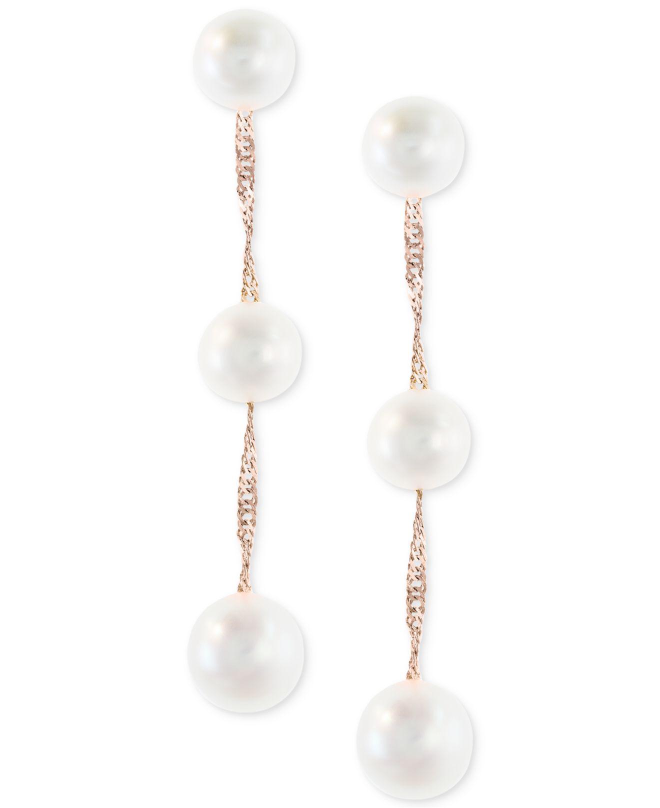 Effy Effy® Cultured Freshwater Pearl Triple Drop Earrings In 14k Yellow ...