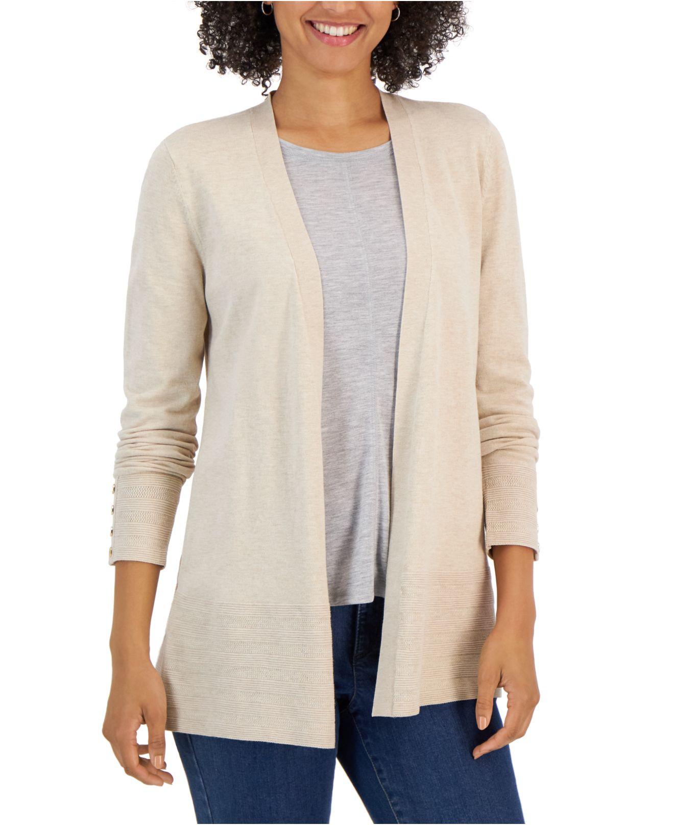 Charter Club Open-front Cardigan, Created For Macy's in Natural | Lyst
