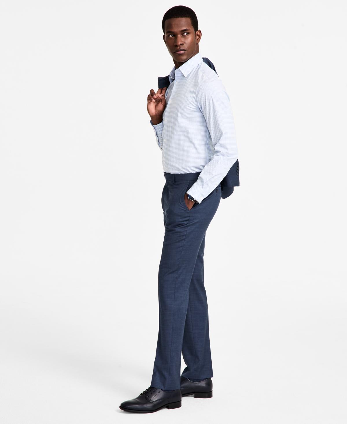 slim fit dress slacks Calvin Klein Boys' 8-20 Stretch Textured Windowpane Pants - Gray main image 0