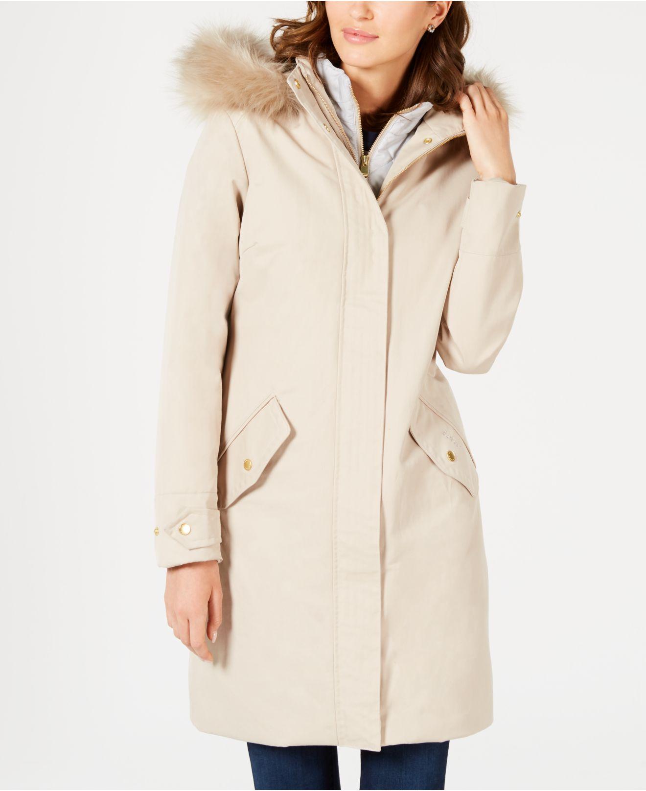 Barbour Bute Faux-fur Hooded Puffer Coat in Beige (Natural) - Lyst