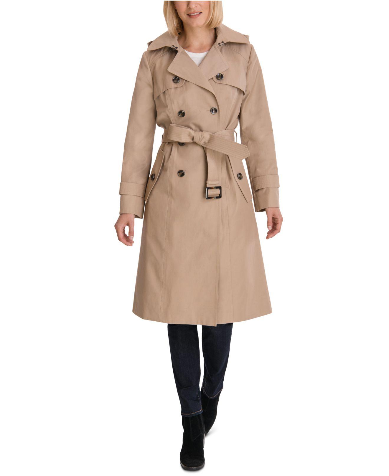 hooded double breasted trench coat