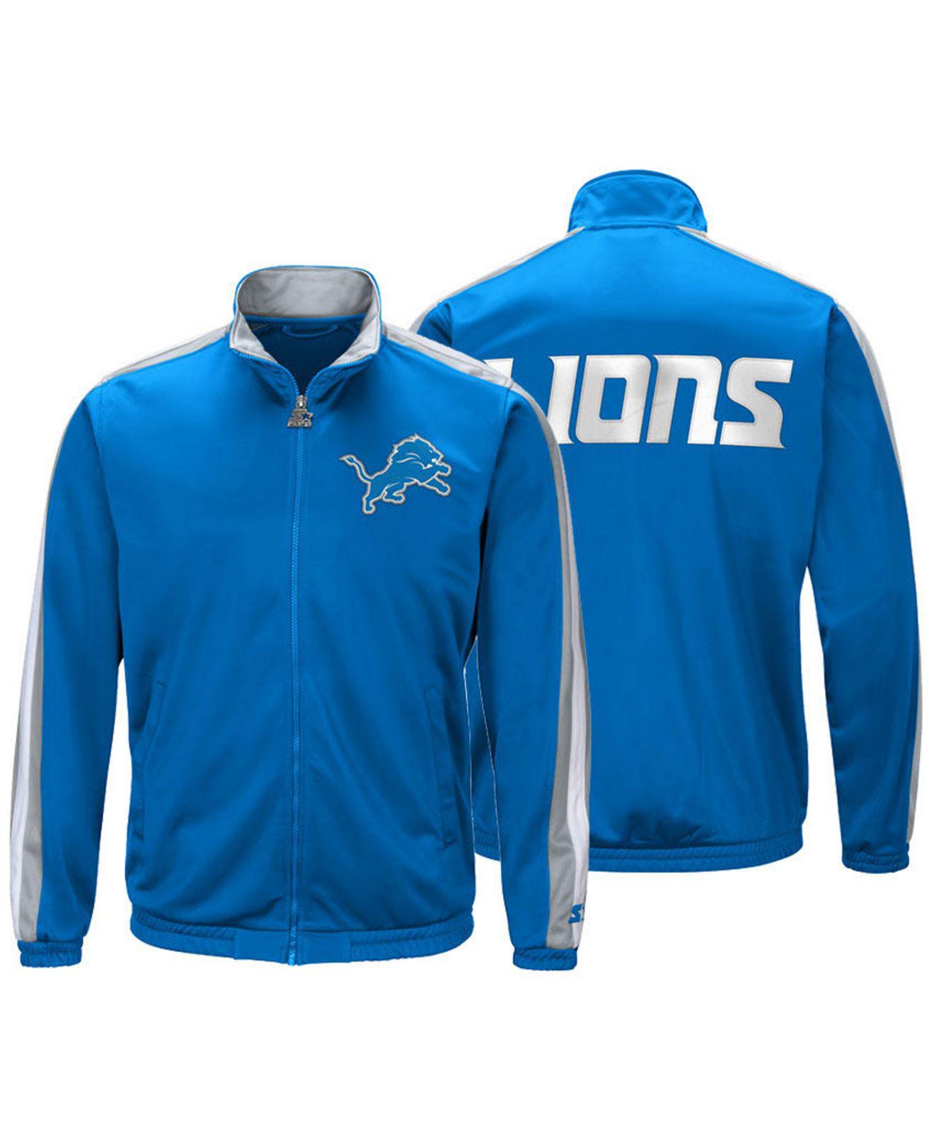 Starter Synthetic Detroit Lions The Challenger Track Jacket in Blue for