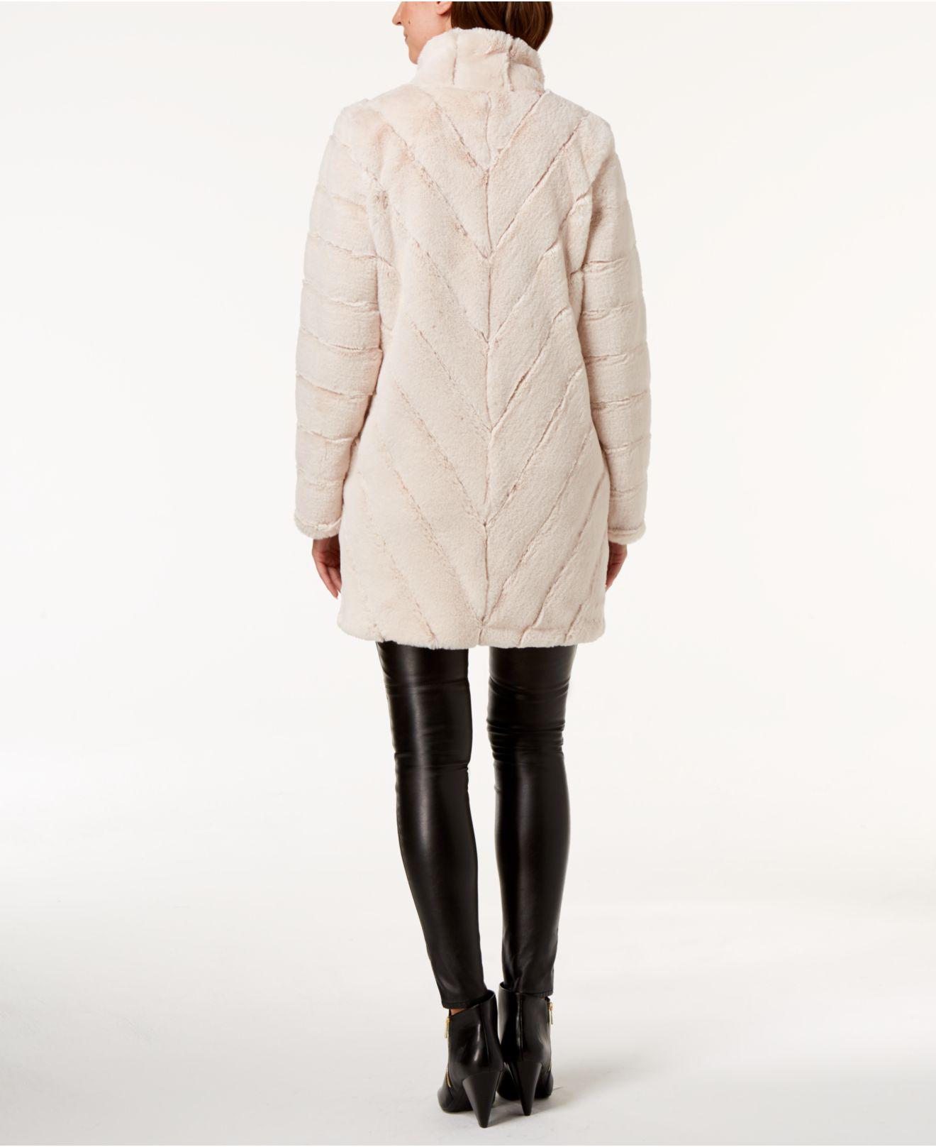 Calvin Klein Faux-fur Coat in Natural - Lyst