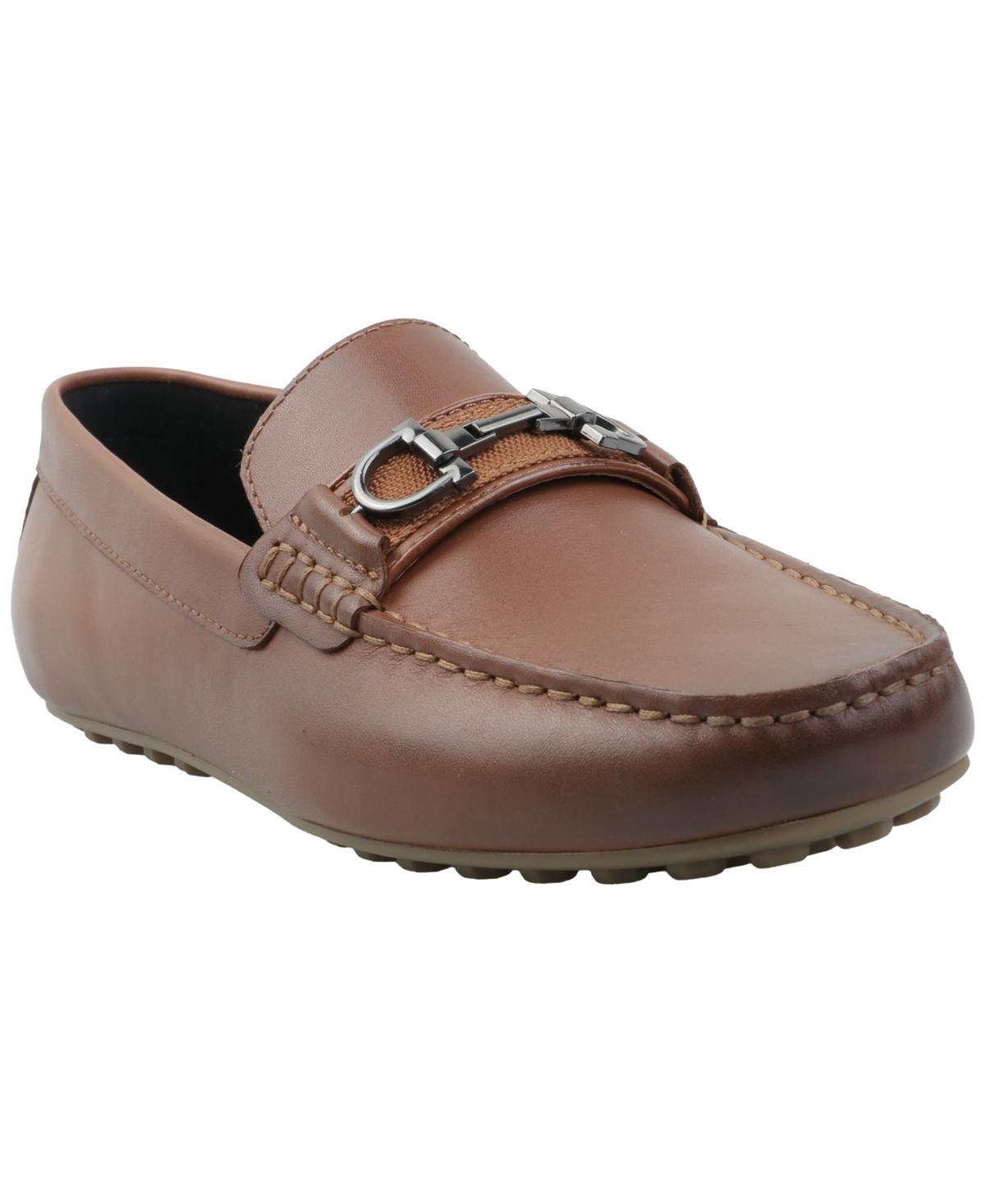 Alfani Ludlow Brown Croc Slip Ons Alfani Jennerr Genuine Leather Bit Slip On Loafers in Brown  main image 4
