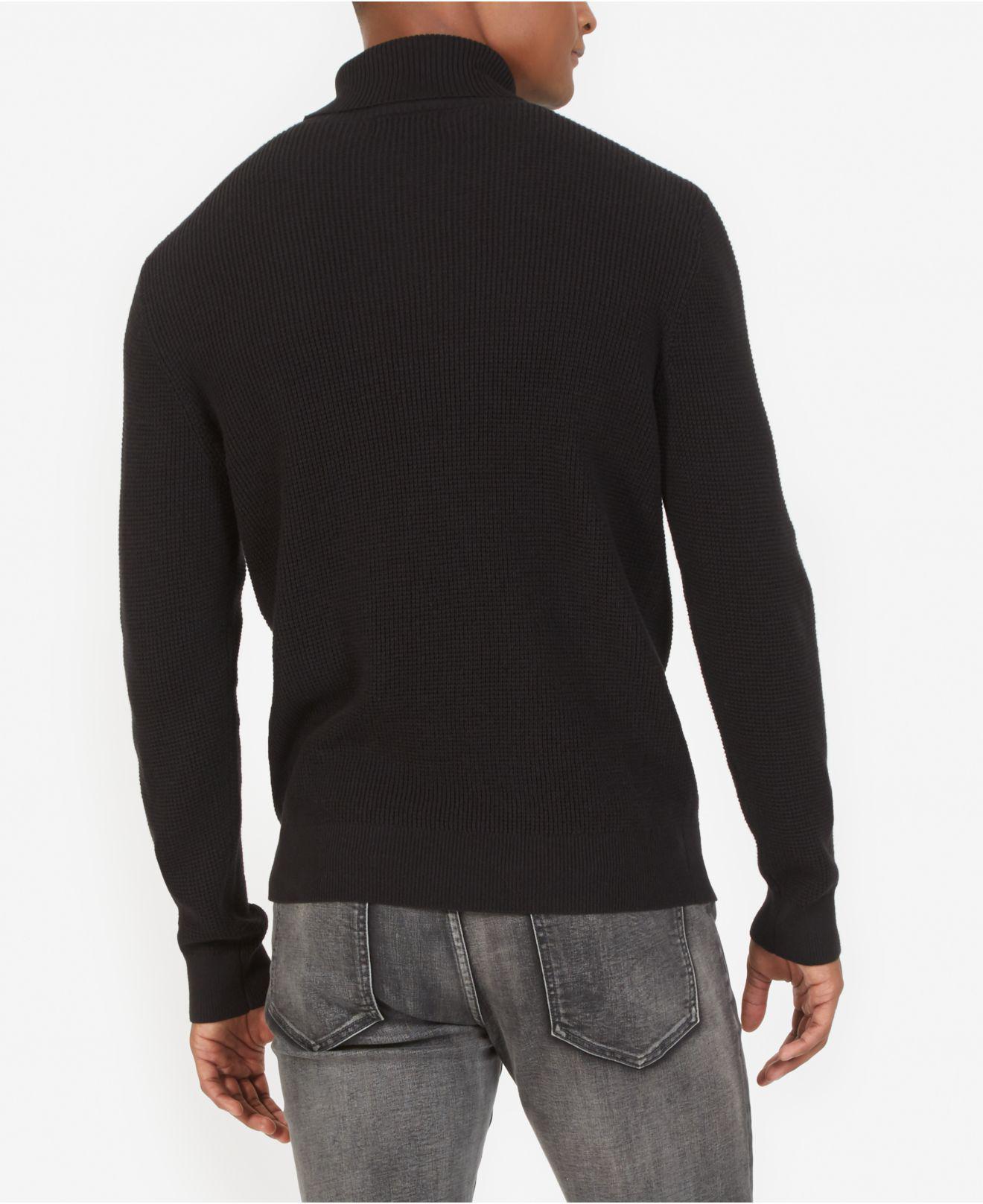 Kenneth Cole Cotton Investment Turtleneck Sweater in Black for Men - Lyst