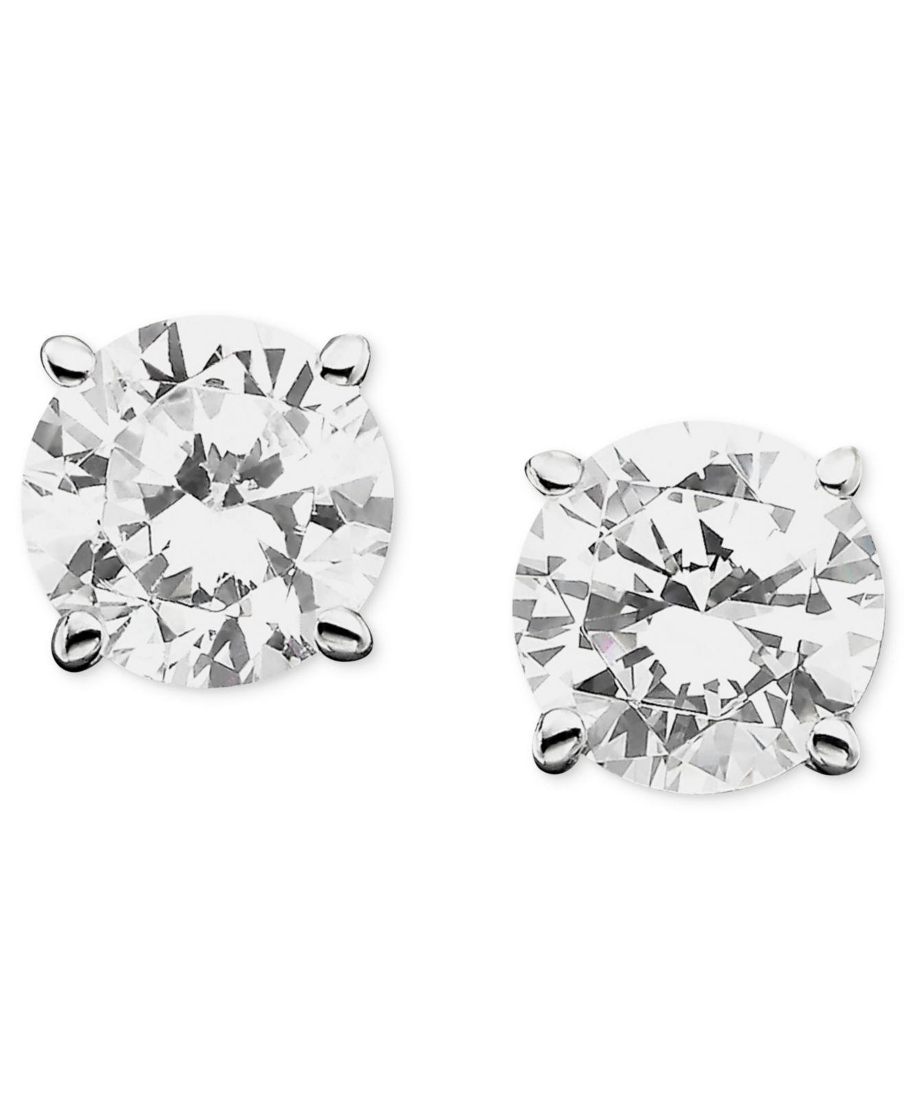 Macy's Certified Colorless Diamond Stud Earrings In 18k White Gold (1/2