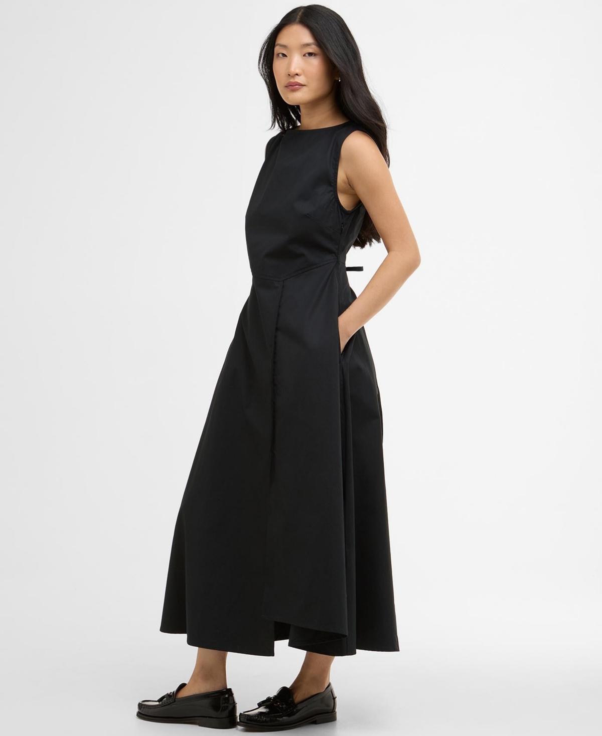 afrm liza puff sleeve cutout midi dress Barbour Liza Asymmetric Hem Maxi Dress in Black
