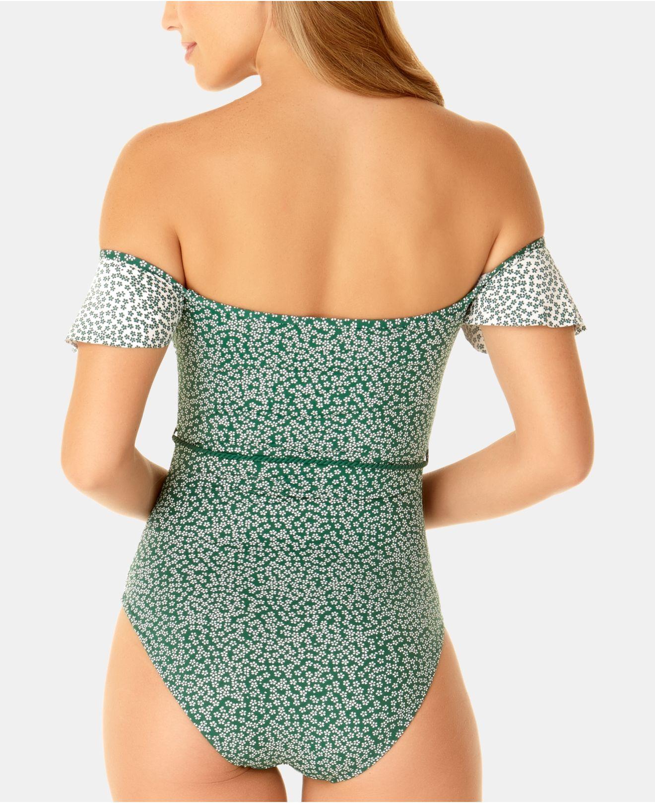 Anne Cole Synthetic Ditsy Floral Offtheshoulder Onepiece Swimsuit in