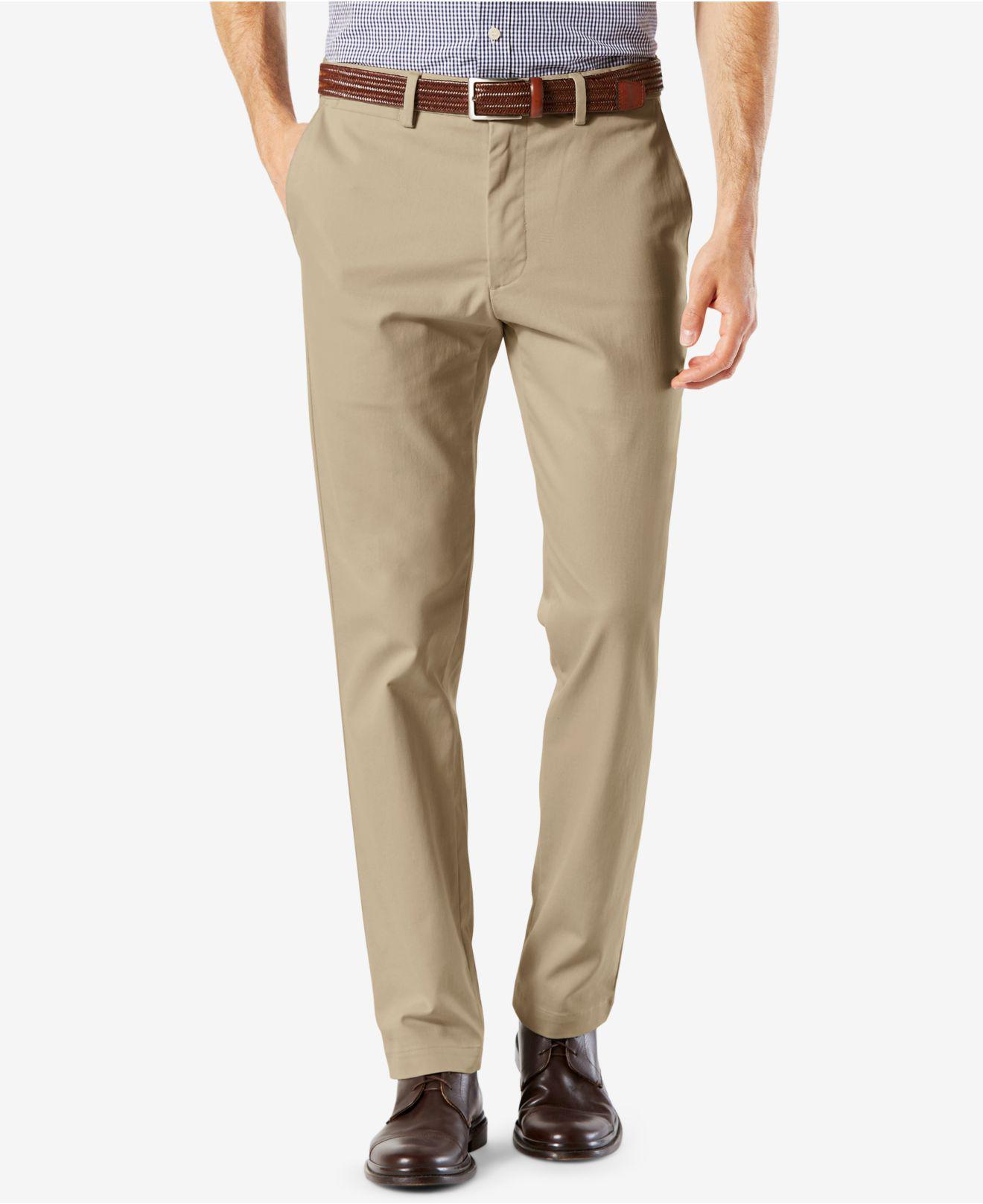 Dockers Signature Lux Cotton Slim Fit Stretch Khaki Pants in Natural ...