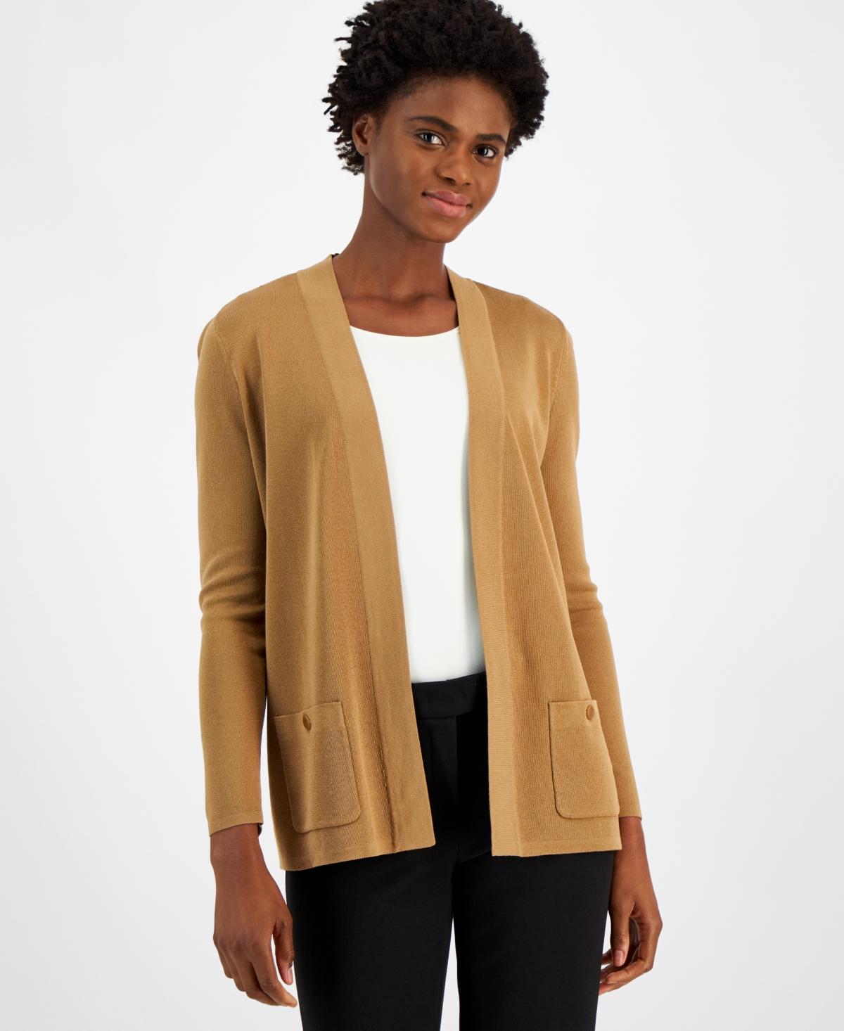 売れ筋商品|||アンクライン ニット&セーター アウター レディース Petite Malibu Fine-Rib Open-Front Cardigan Santorini Blue Anne Klein Malibu Cardigan in Natural | Lyst