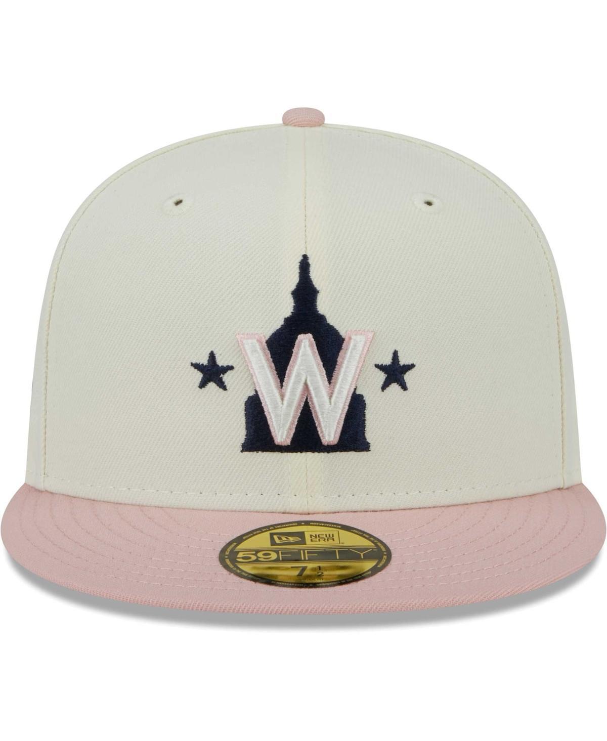 KTZ White, Pink Atlanta Braves Chrome Rogue 59fifty Fitted Hat for Men